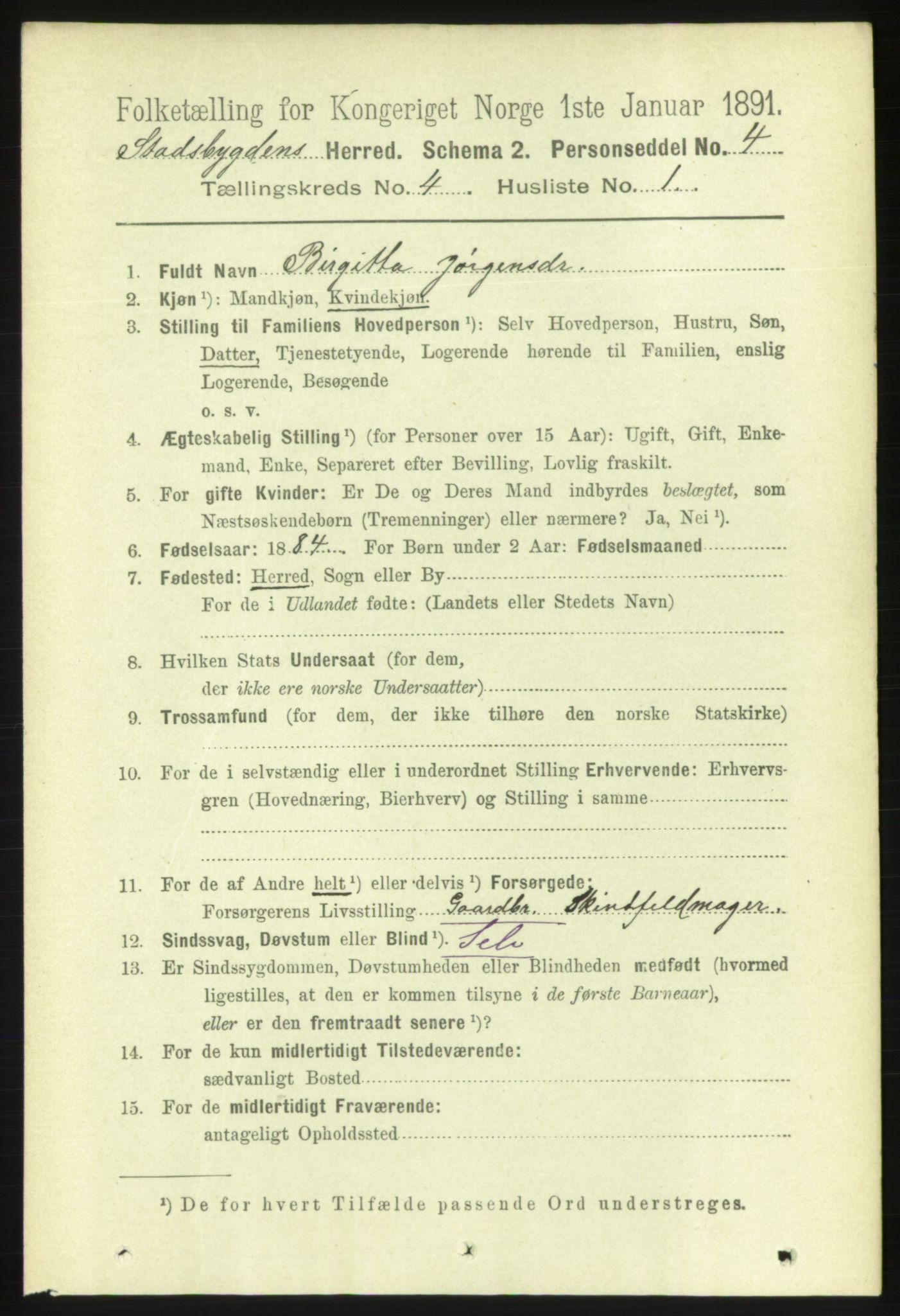 RA, 1891 census for 1625 Stadsbygd, 1891, p. 1824