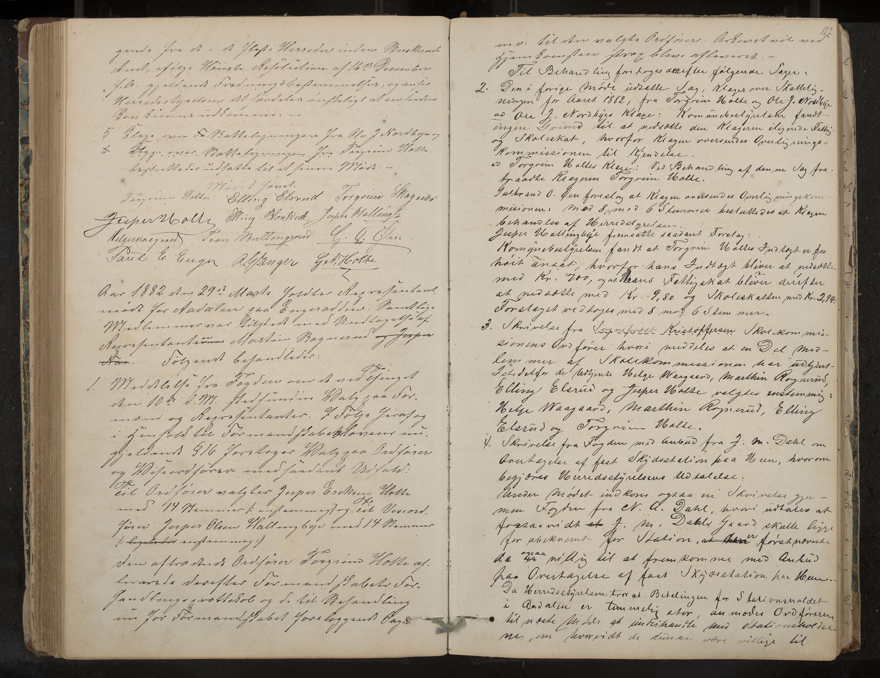 Ådal formannskap og sentraladministrasjon, IKAK/0614021/A/Aa/L0001: Møtebok, 1858-1891, p. 182