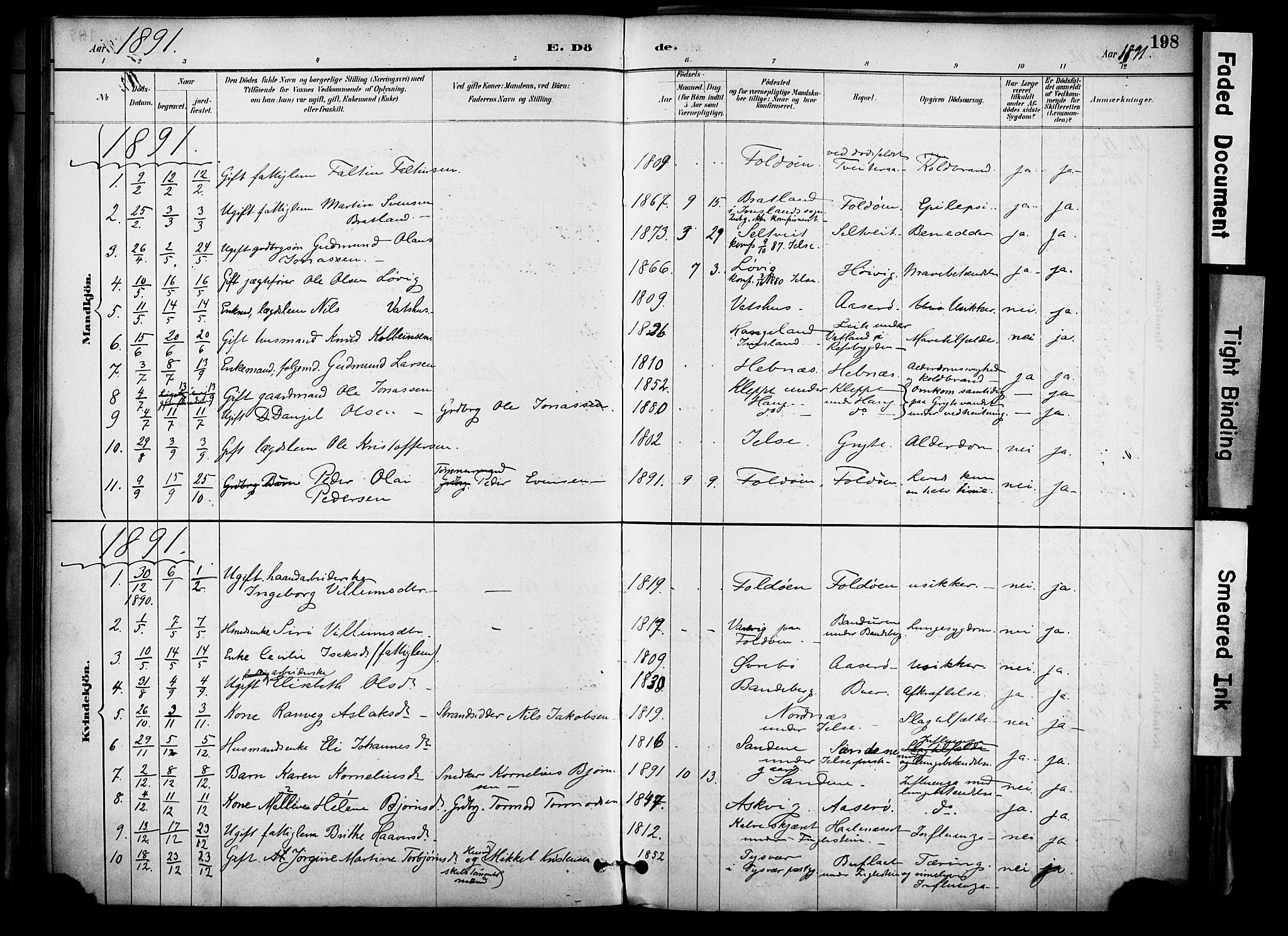 Jelsa sokneprestkontor, SAST/A-101842/01/IV: Parish register (official) no. A 10, 1884-1906, p. 198