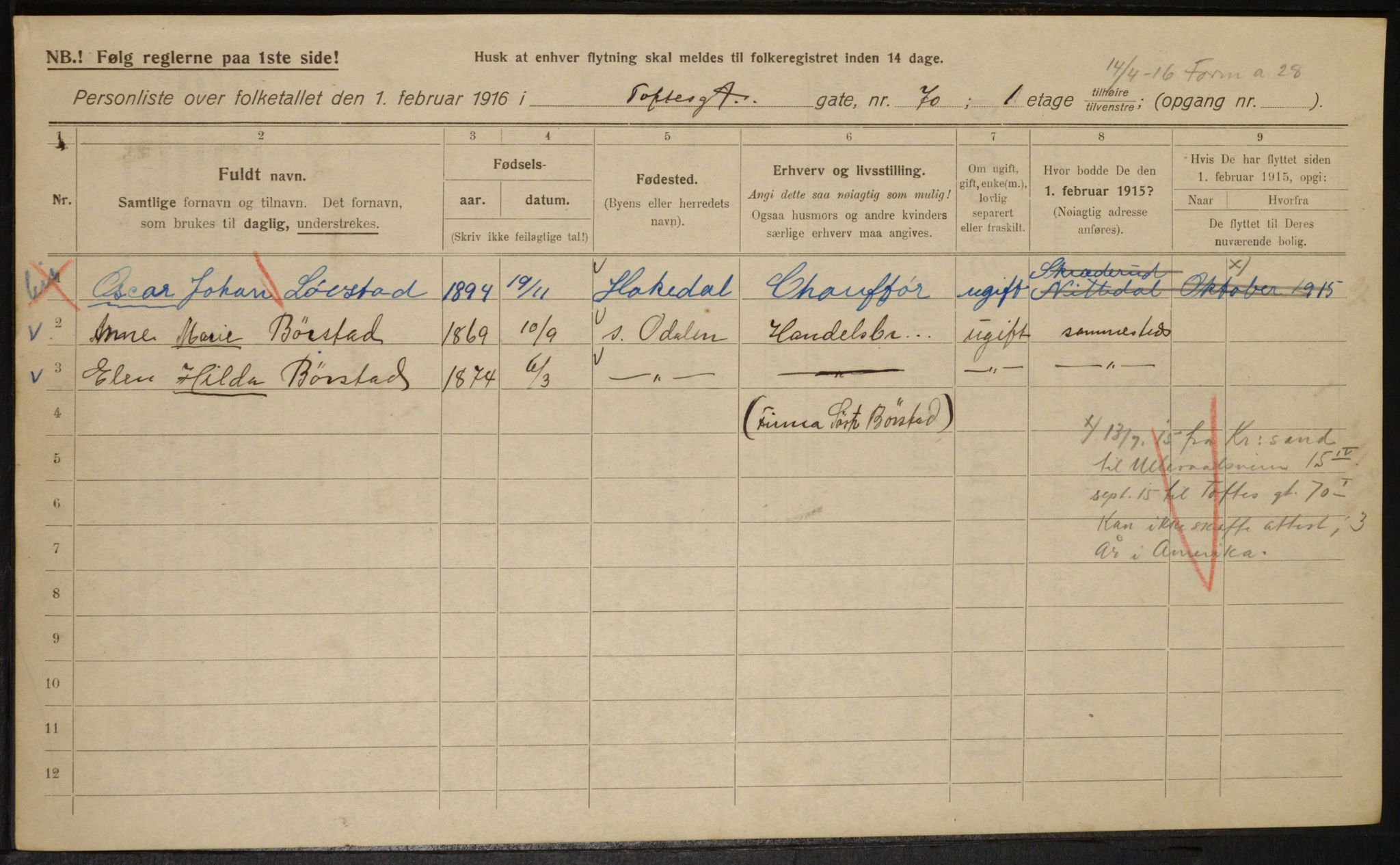 OBA, Municipal Census 1916 for Kristiania, 1916, p. 116330