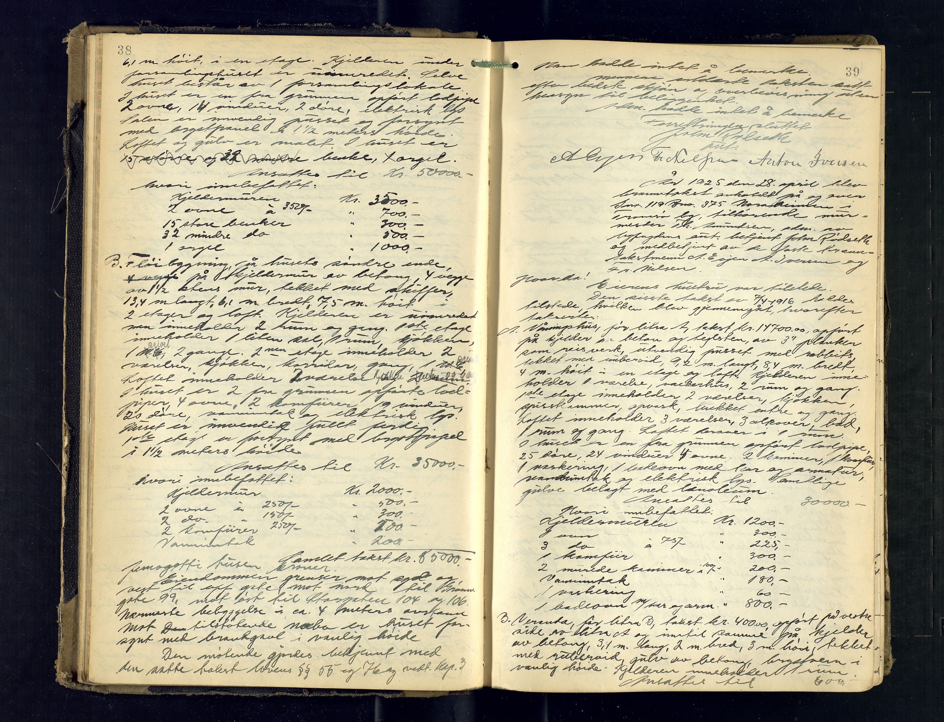 Tromsø byfogd/byrett, AV/SATØ-SATØ-0063/1/Oc/Ocb/Ocba/L0008: Branntakstprotokoll, 1924-1930, p. 38-39