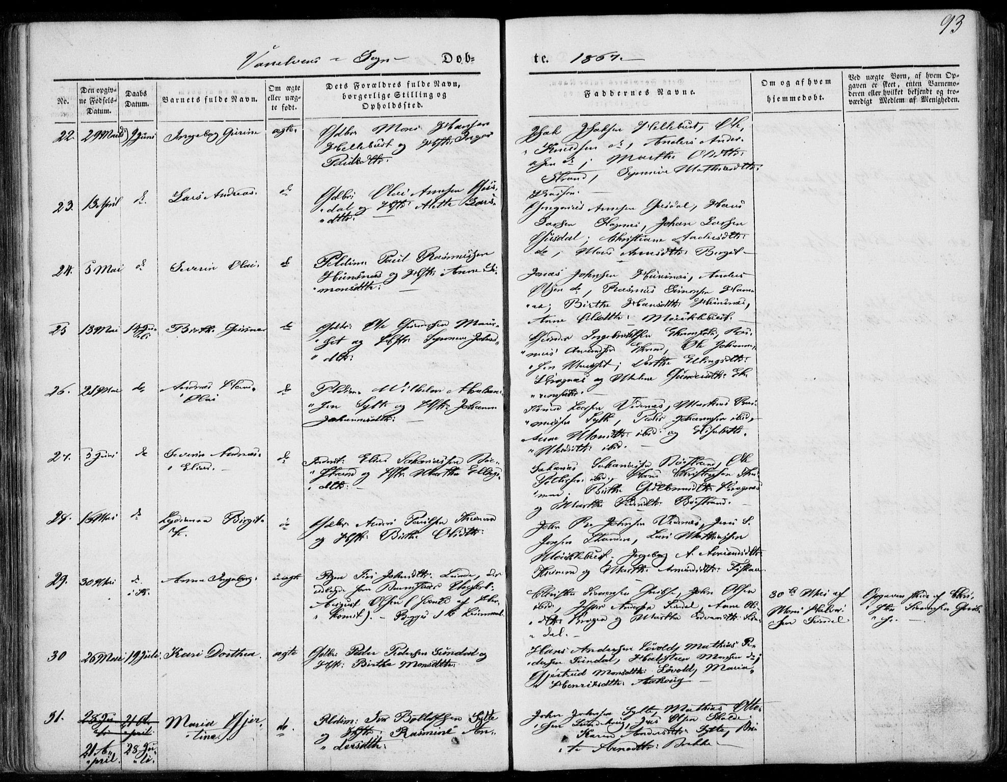 Ministerialprotokoller, klokkerbøker og fødselsregistre - Møre og Romsdal, SAT/A-1454/501/L0006: Parish register (official) no. 501A06, 1844-1868, p. 93