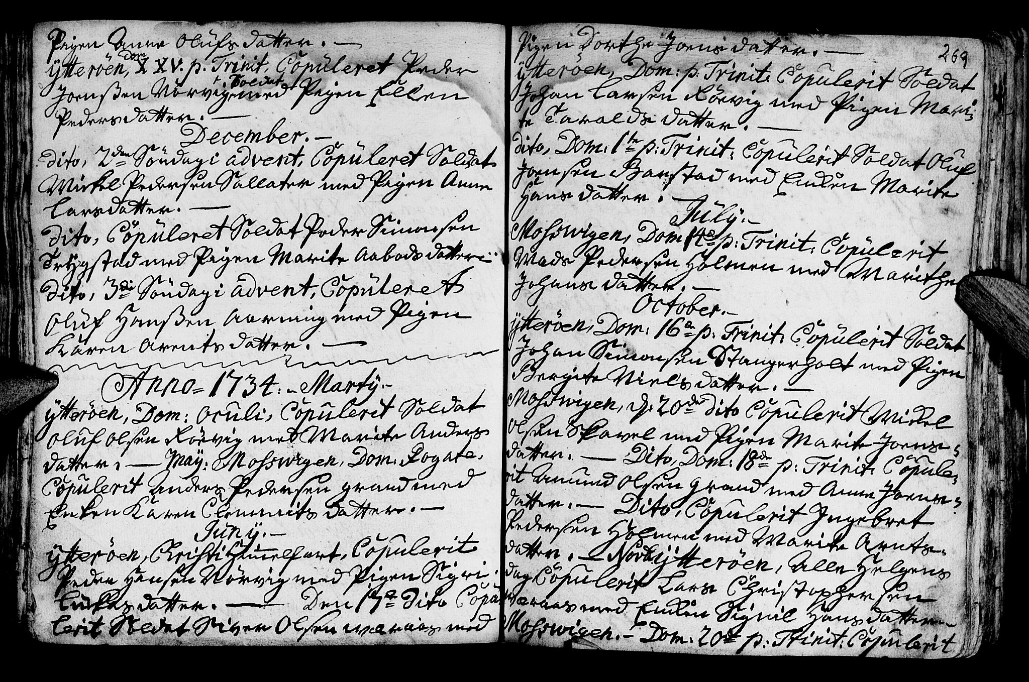 Ministerialprotokoller, klokkerbøker og fødselsregistre - Nord-Trøndelag, SAT/A-1458/722/L0215: Parish register (official) no. 722A02, 1718-1755, p. 269