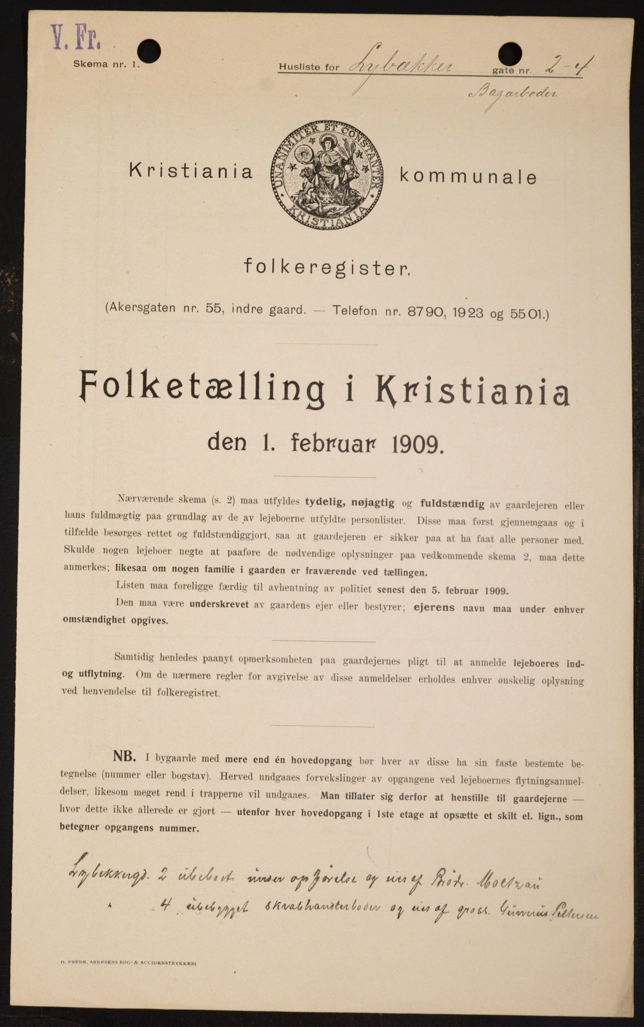 OBA, Municipal Census 1909 for Kristiania, 1909, p. 53126