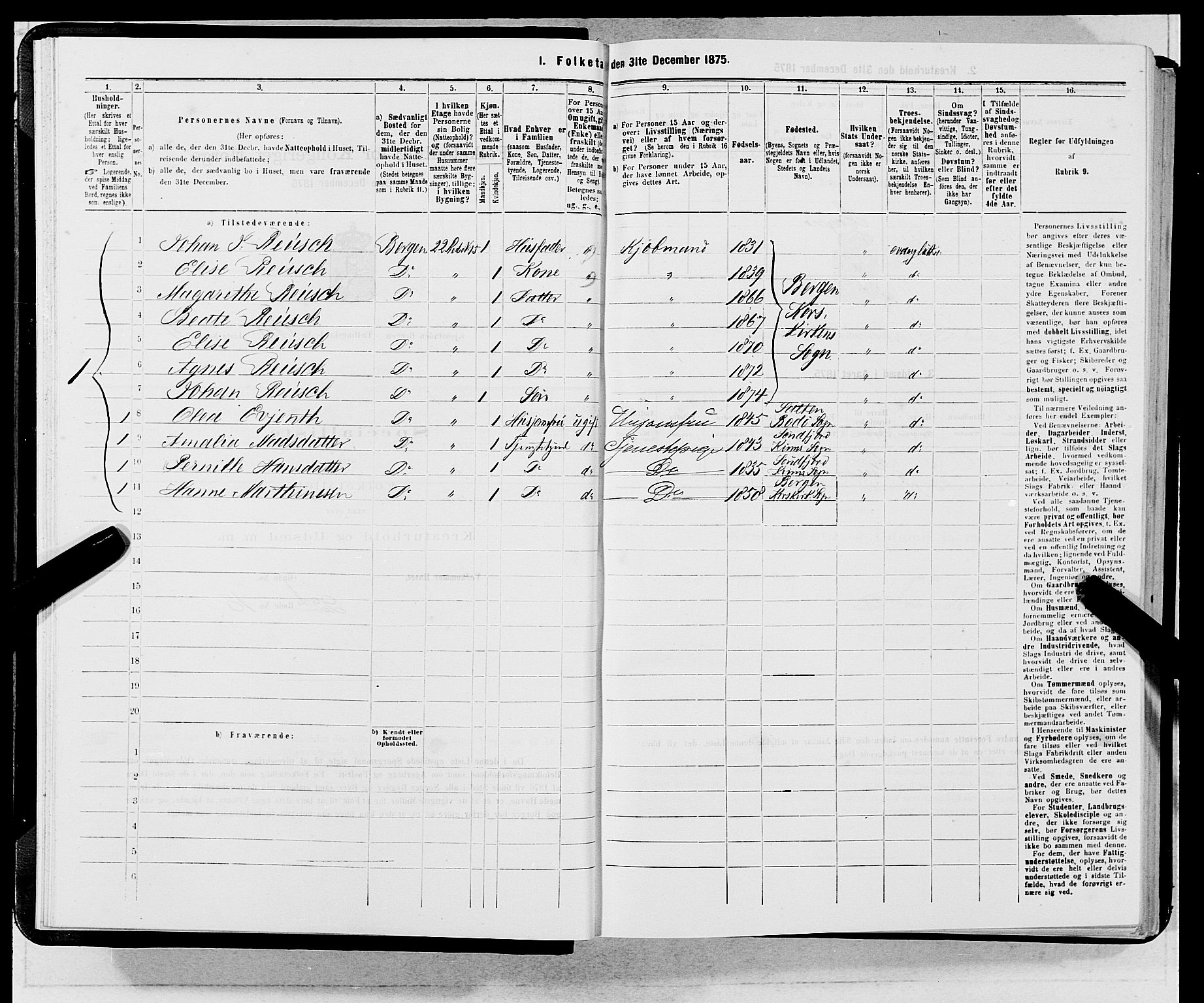 SAB, 1875 census for 1301 Bergen, 1875, p. 4882