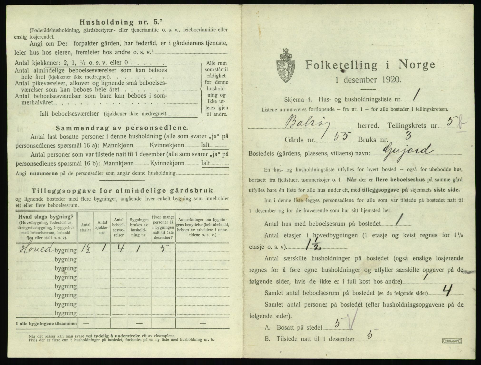 SAT, 1920 census for Bolsøy, 1920, p. 901