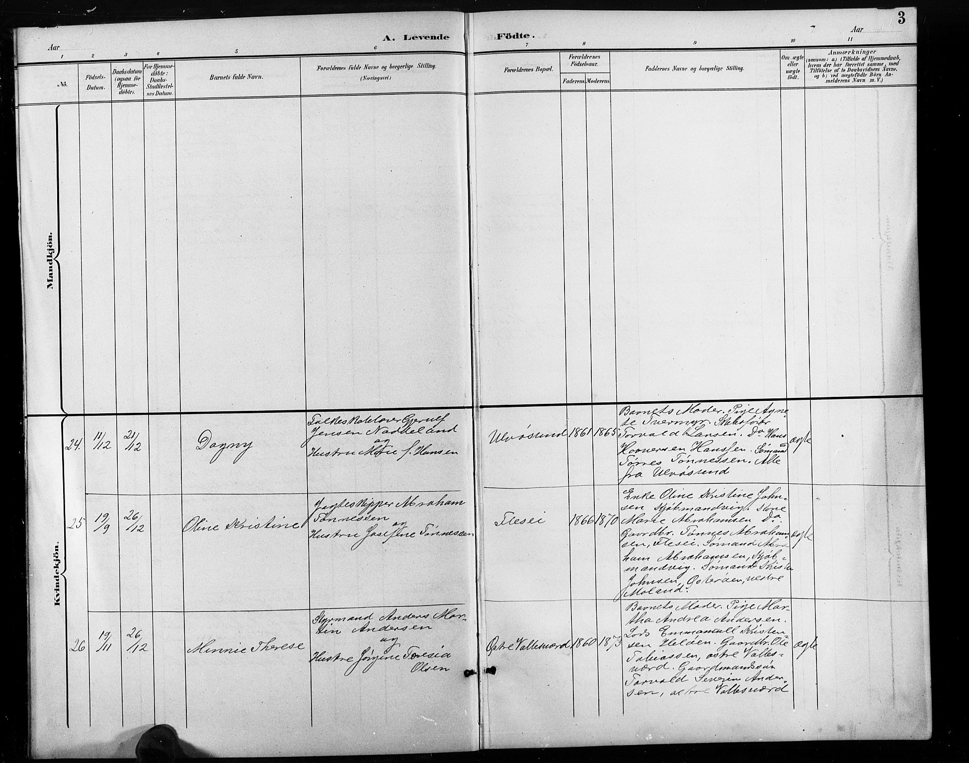 Høvåg sokneprestkontor, AV/SAK-1111-0025/F/Fb/L0005: Parish register (copy) no. B 5, 1898-1929, p. 3