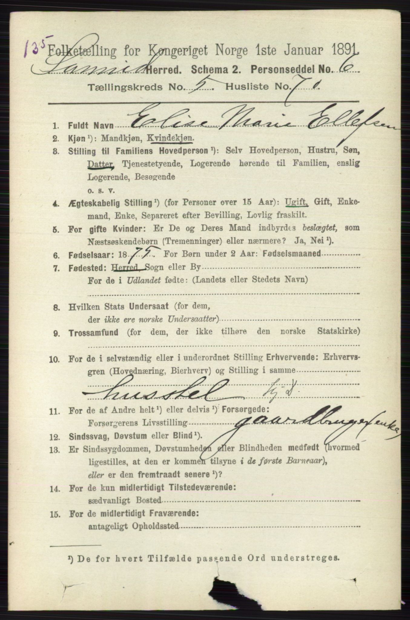 RA, 1891 census for 0816 Sannidal, 1891, p. 2472