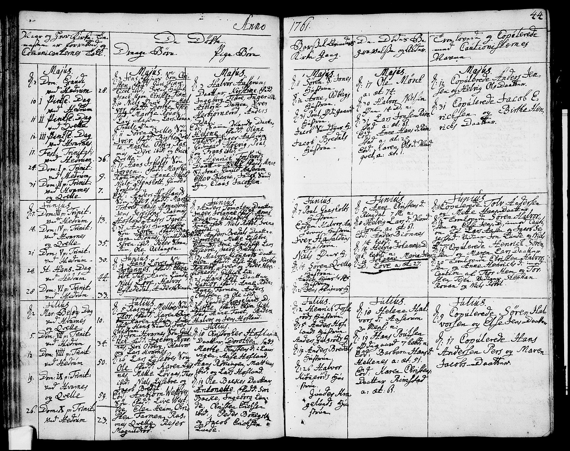Hedrum kirkebøker, SAKO/A-344/F/Fa/L0001: Parish register (official) no. I 1, 1751-1785, p. 44