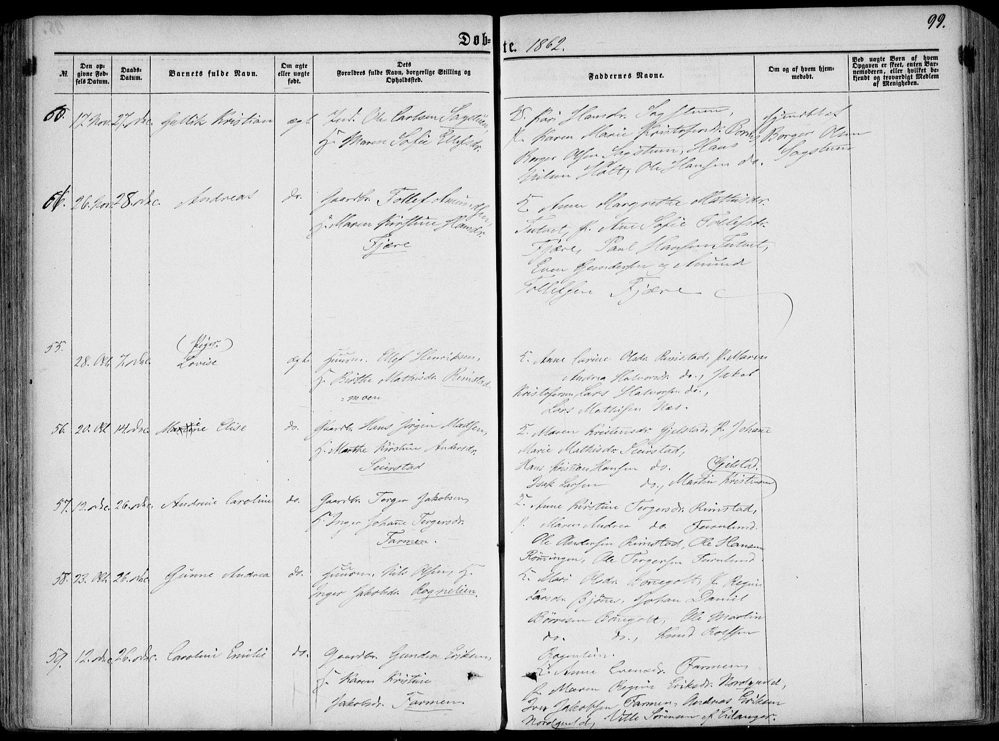 Hedrum kirkebøker, SAKO/A-344/F/Fa/L0007: Parish register (official) no. I 7, 1857-1868, p. 99