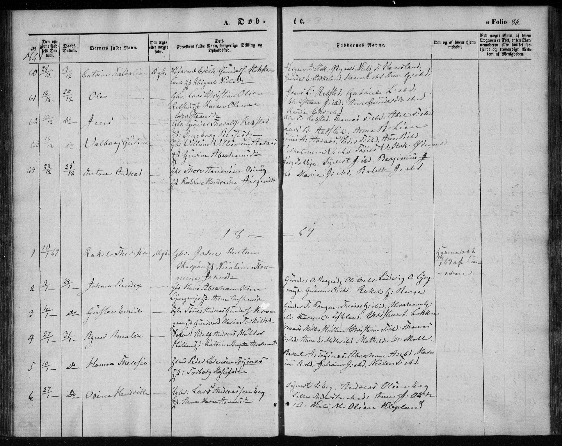 Søgne sokneprestkontor, AV/SAK-1111-0037/F/Fa/Fab/L0010: Parish register (official) no. A 10, 1853-1869, p. 86