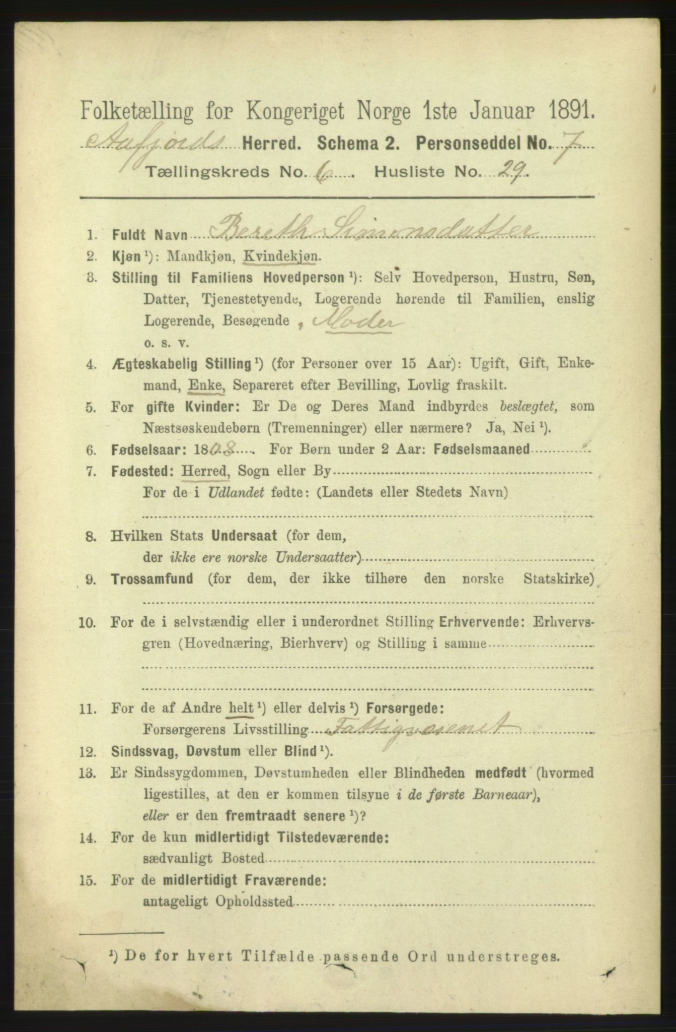 RA, 1891 census for 1630 Åfjord, 1891, p. 1657