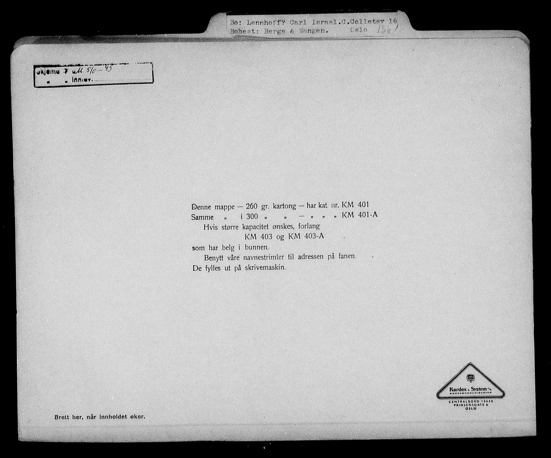 Justisdepartementet, Tilbakeføringskontoret for inndratte formuer, AV/RA-S-1564/H/Hc/Hcc/L0956: --, 1945-1947, p. 279