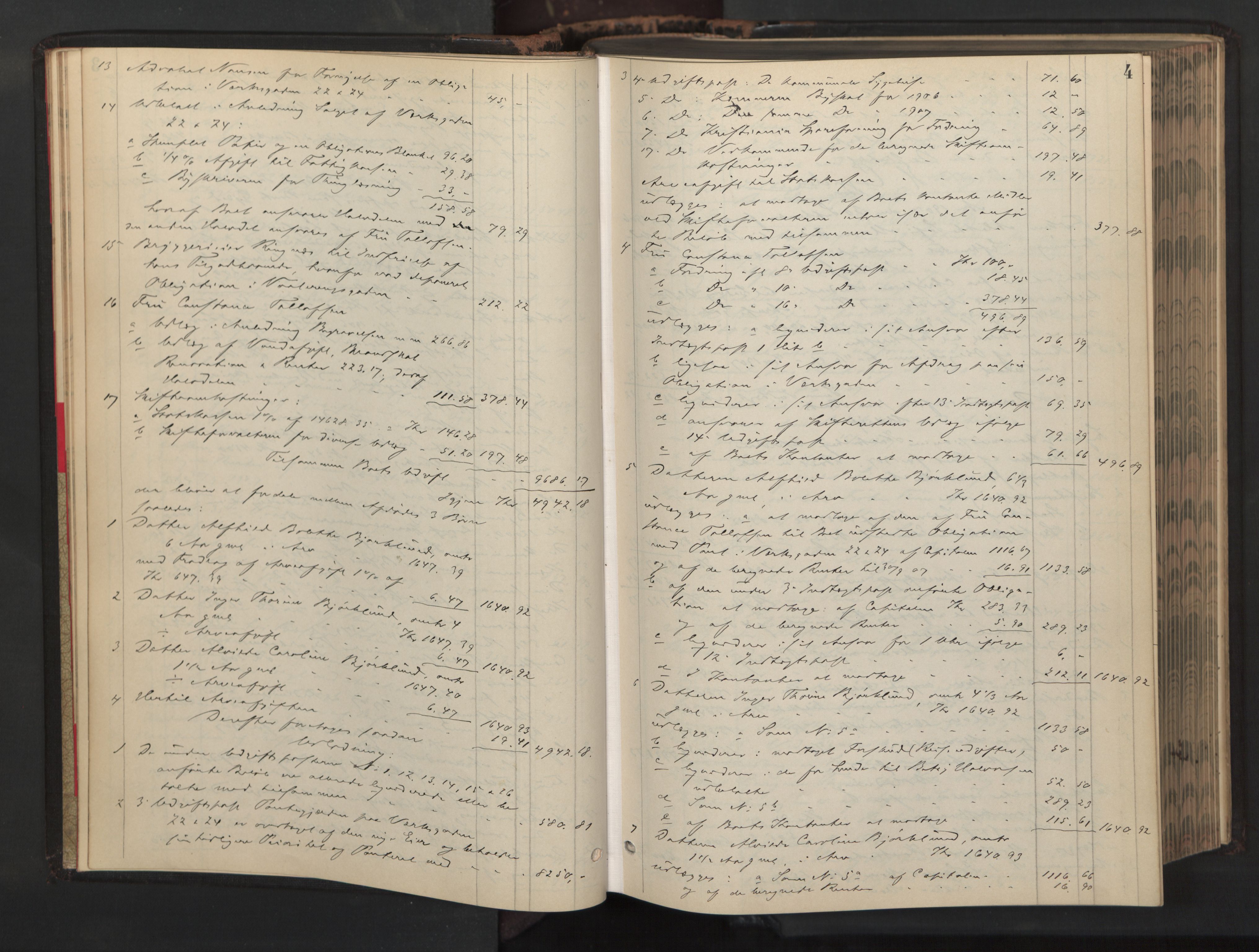 Oslo skifterett, AV/SAO-A-10383/H/Hd/Hdc/L0006: Skifteutlodningsprotokoll, 1907-1910, p. 3b-4a