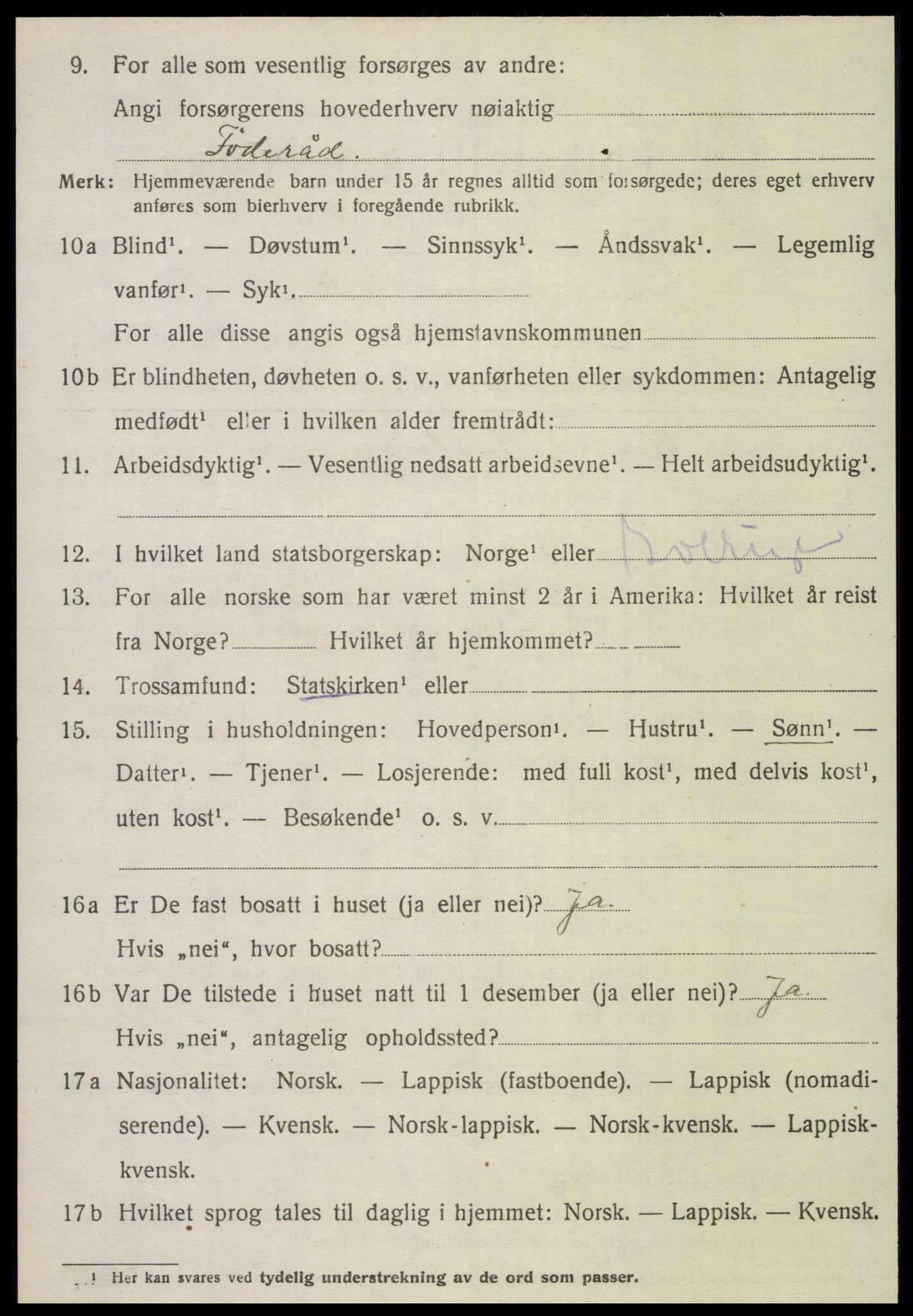 SAT, 1920 census for Grong, 1920, p. 6522