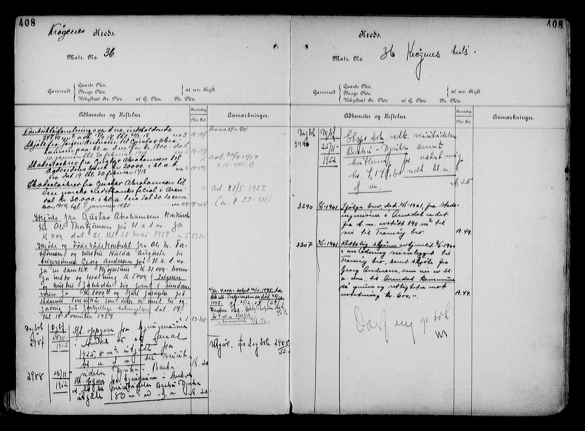 Arendal byfogd, AV/SAK-1222-0001/G/Ga/L0015: Mortgage register no. 13, 1860-1960, p. 408
