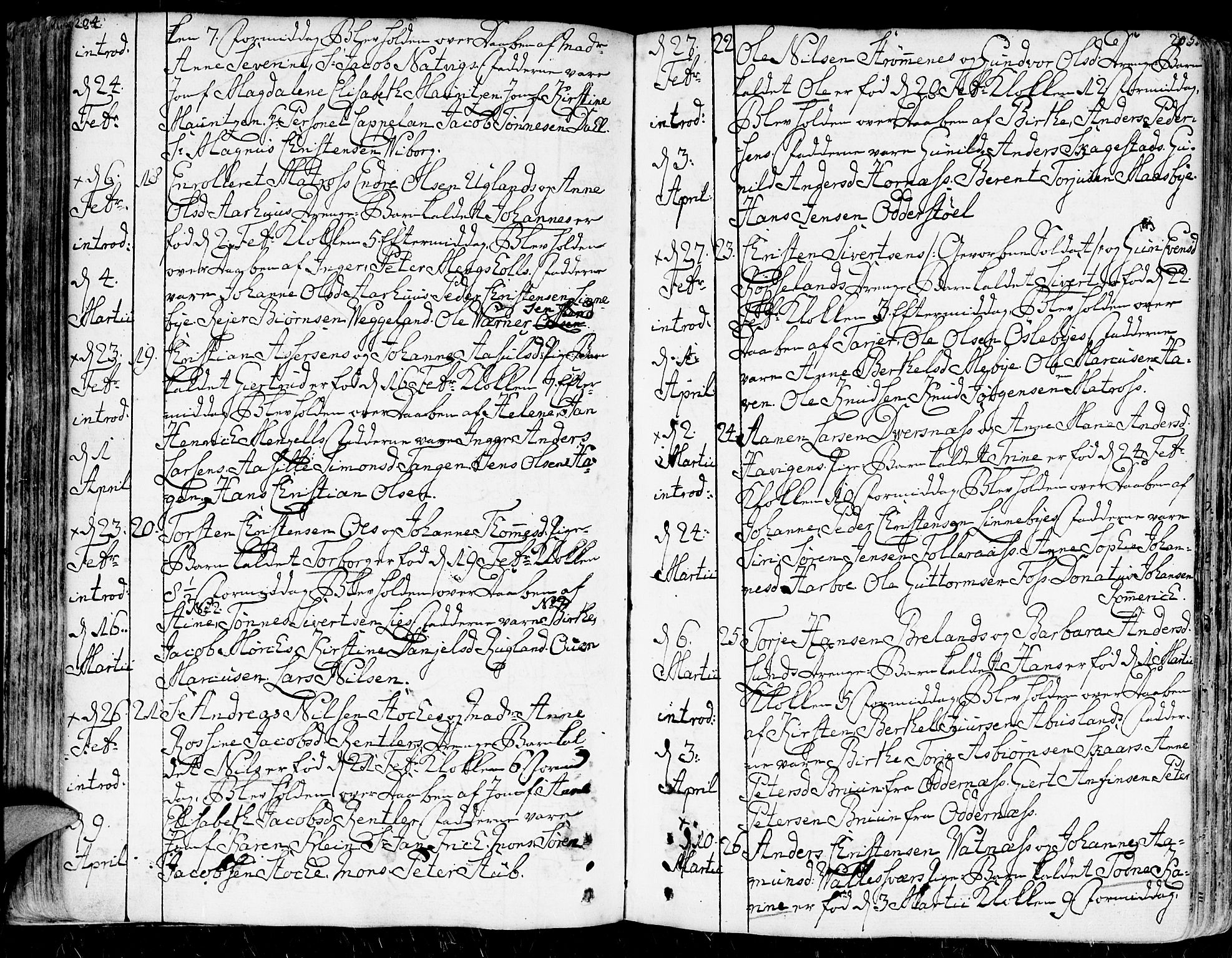 Kristiansand domprosti, AV/SAK-1112-0006/F/Fa/L0003: Parish register (official) no. A 3, 1778-1818, p. 204-205