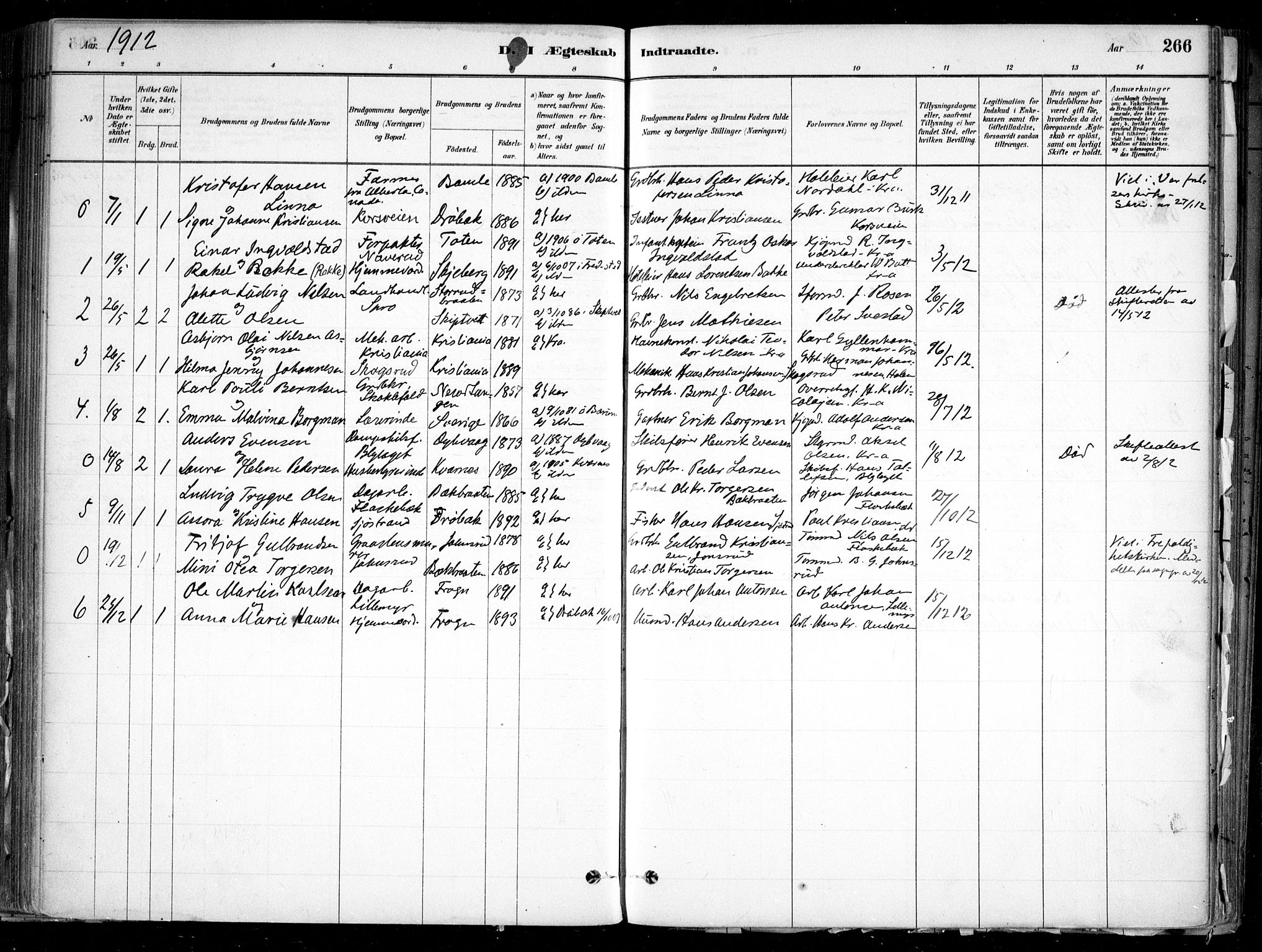 Nesodden prestekontor Kirkebøker, SAO/A-10013/F/Fa/L0009: Parish register (official) no. I 9, 1880-1915, p. 266