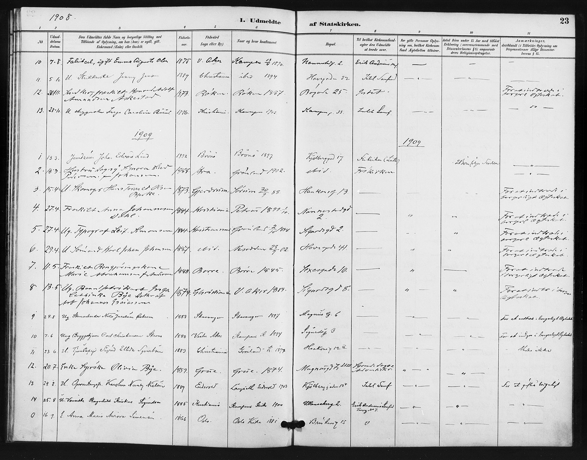 Kampen prestekontor Kirkebøker, AV/SAO-A-10853/F/Fb/L0002: Parish register (official) no. II 2, 1890-1911, p. 23