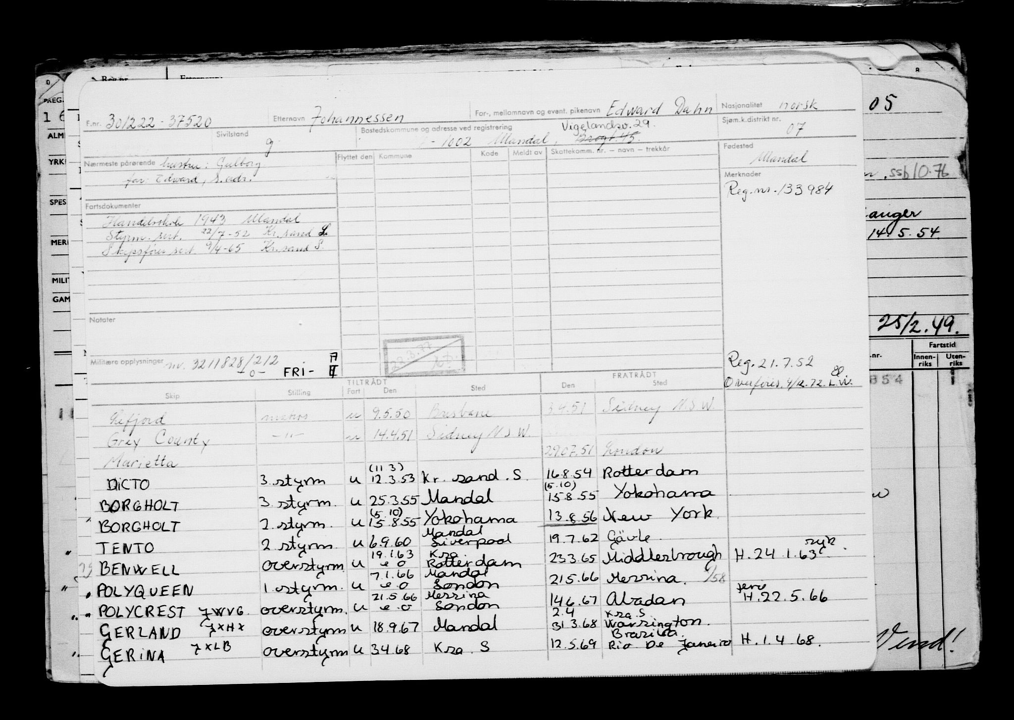 Direktoratet for sjømenn, RA/S-3545/G/Gb/L0213: Hovedkort, 1922, p. 722