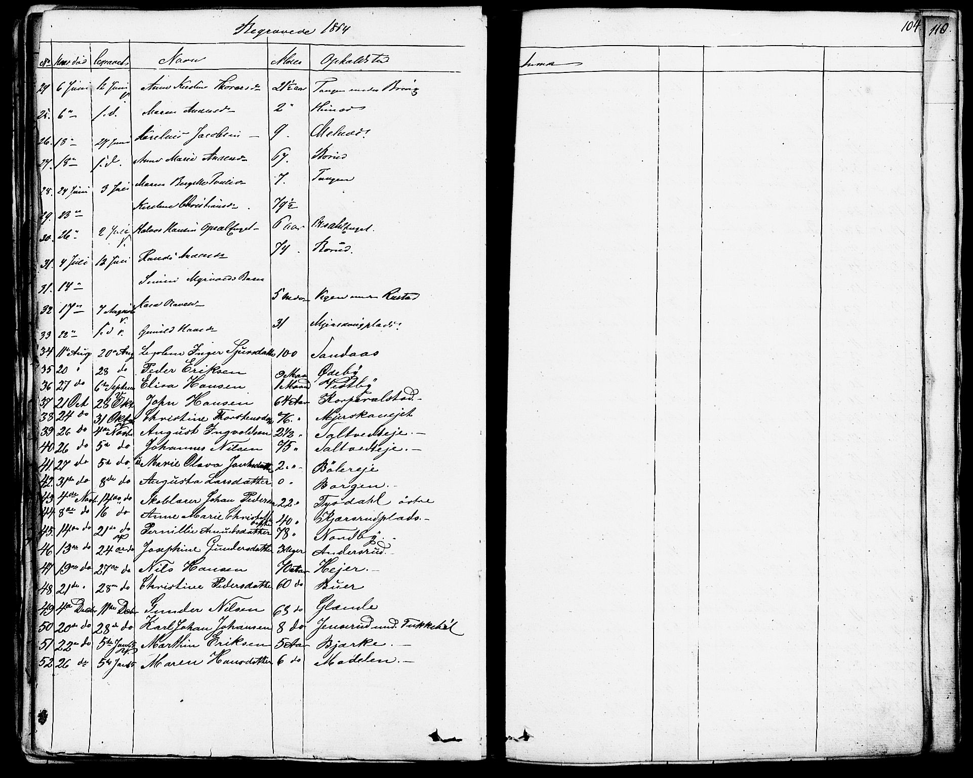 Enebakk prestekontor Kirkebøker, SAO/A-10171c/F/Fa/L0013: Parish register (official) no. I 13, 1832-1882, p. 104