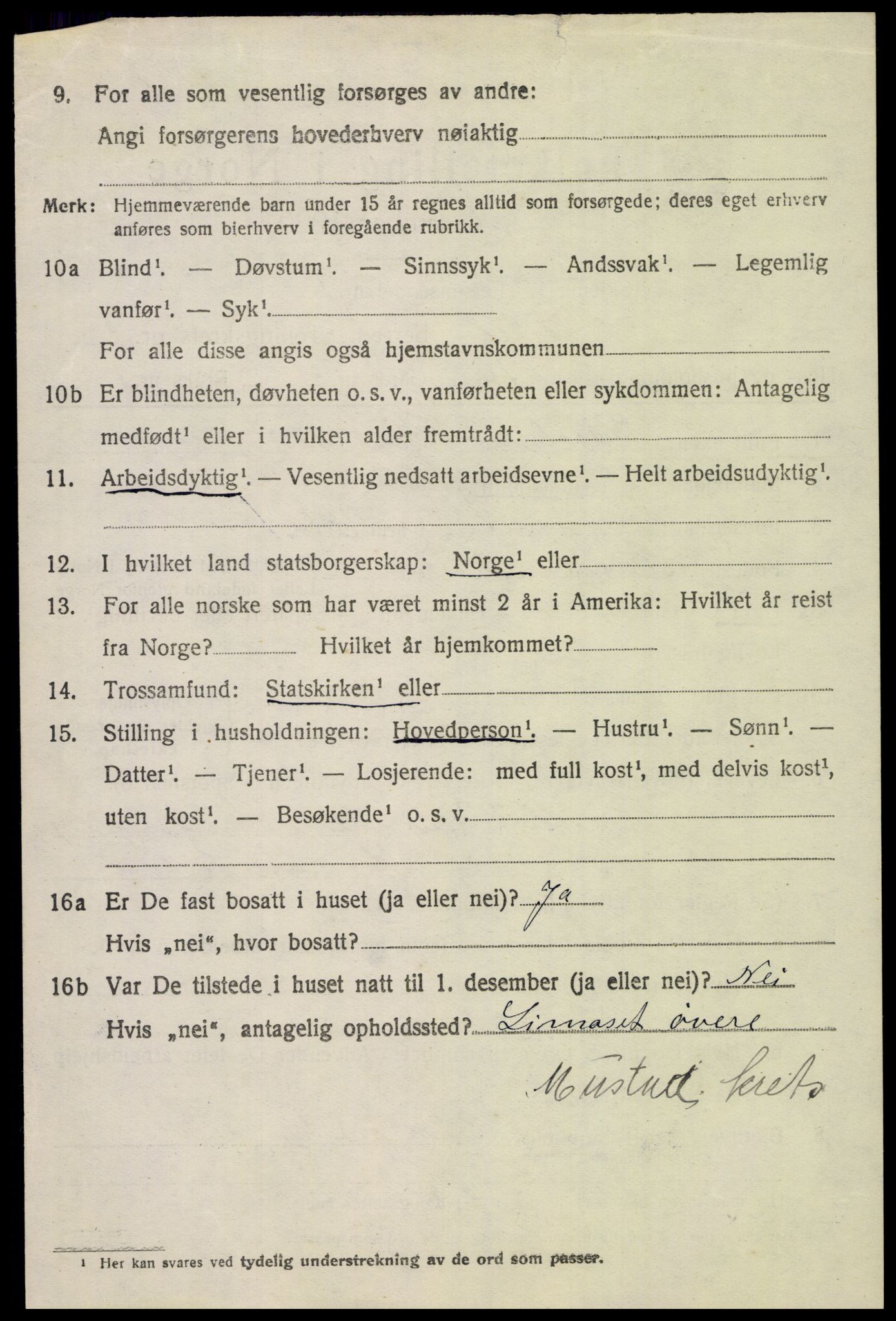 SAH, 1920 census for Vardal, 1920, p. 2110