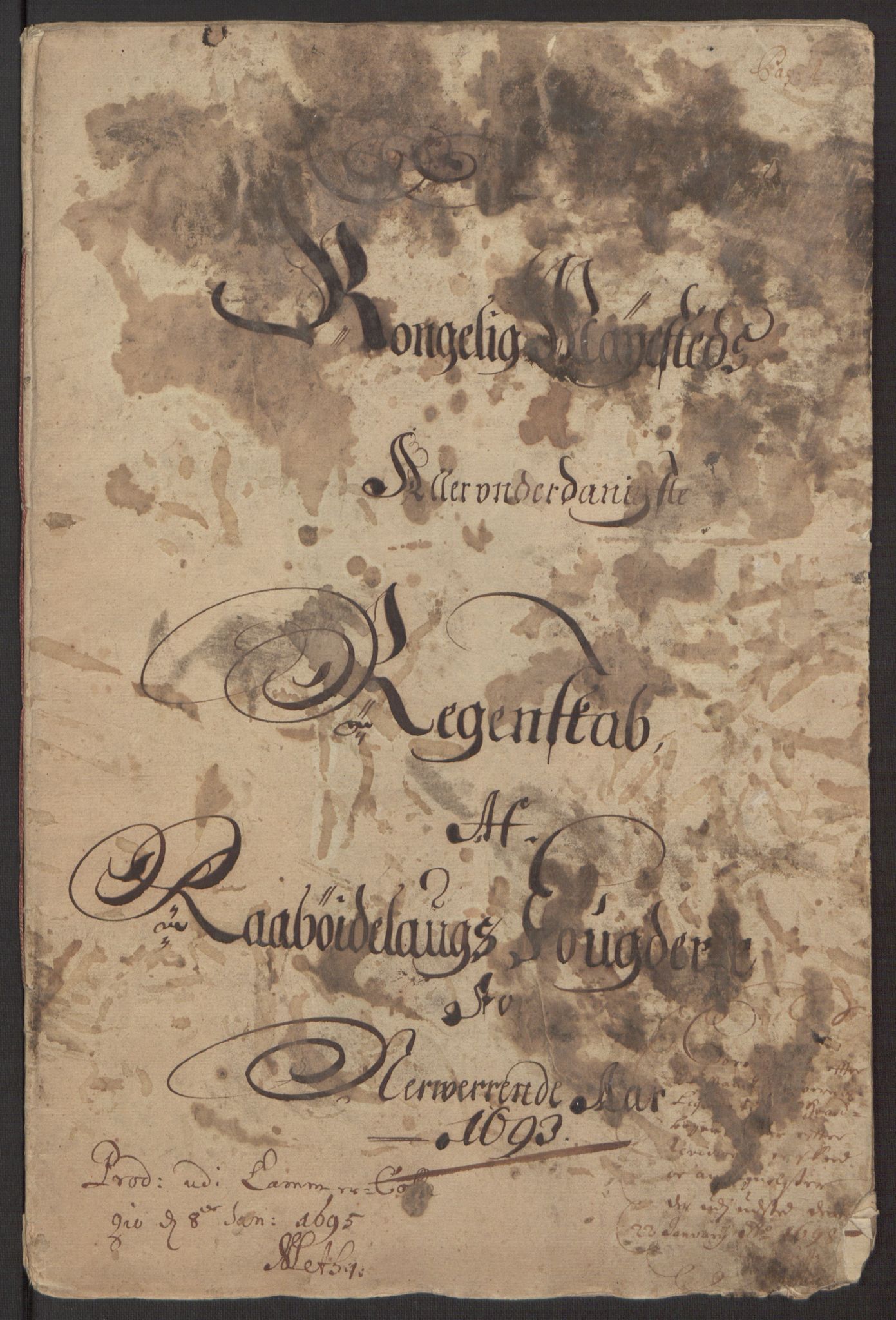 Rentekammeret inntil 1814, Reviderte regnskaper, Fogderegnskap, RA/EA-4092/R40/L2444: Fogderegnskap Råbyggelag, 1693-1696, p. 3