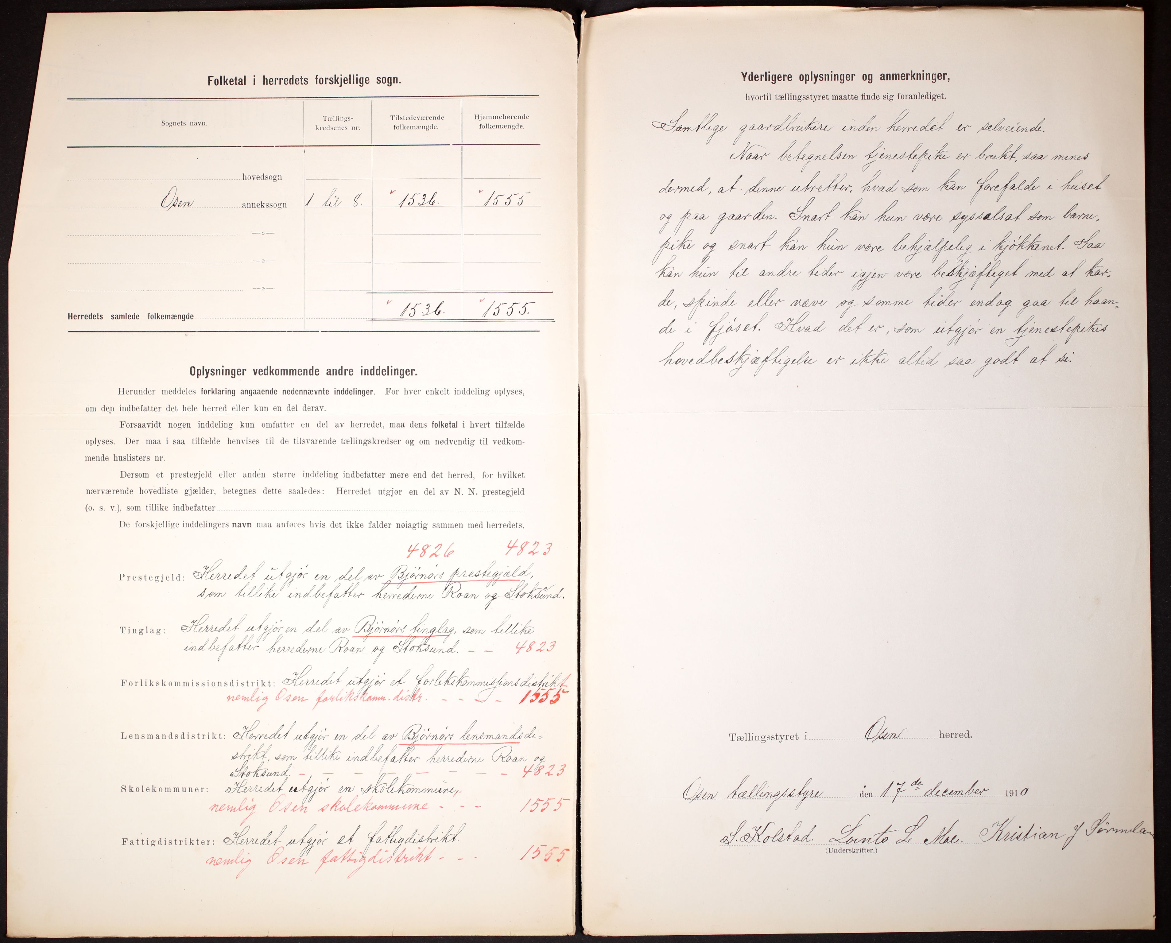 RA, 1910 census for Osen, 1910, p. 3