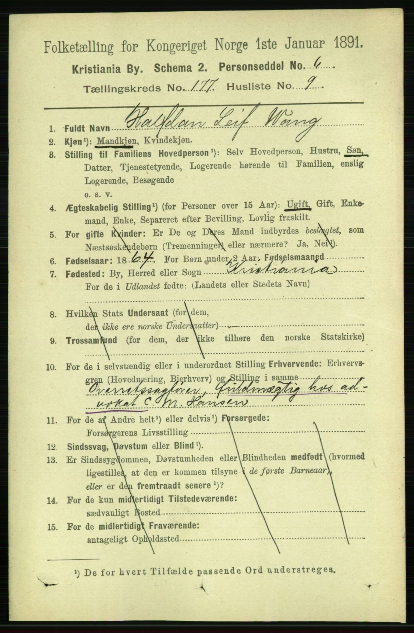 RA, 1891 census for 0301 Kristiania, 1891, p. 106668