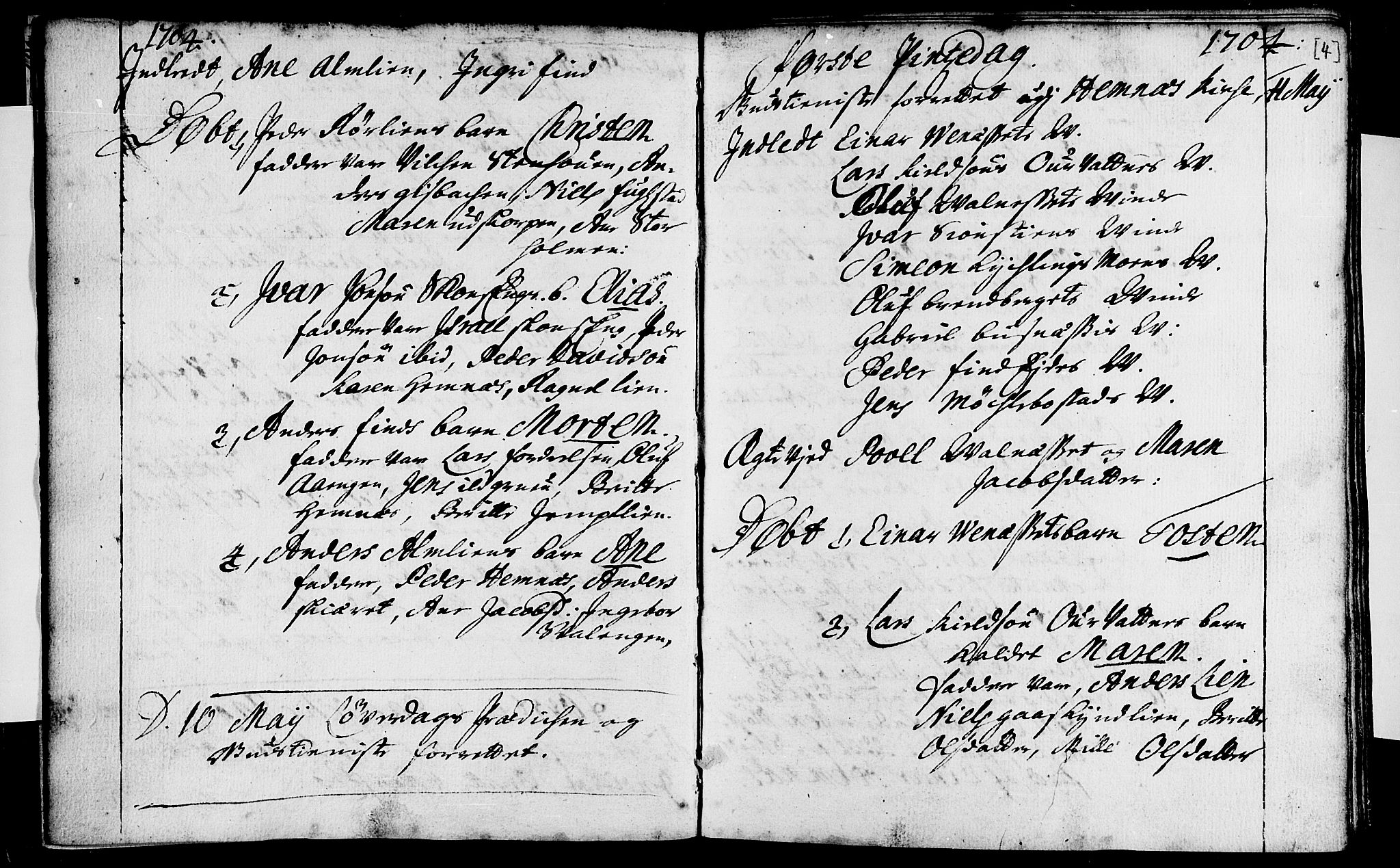 Ministerialprotokoller, klokkerbøker og fødselsregistre - Nordland, AV/SAT-A-1459/825/L0345: Parish register (official) no. 825A01, 1704-1728, p. 4