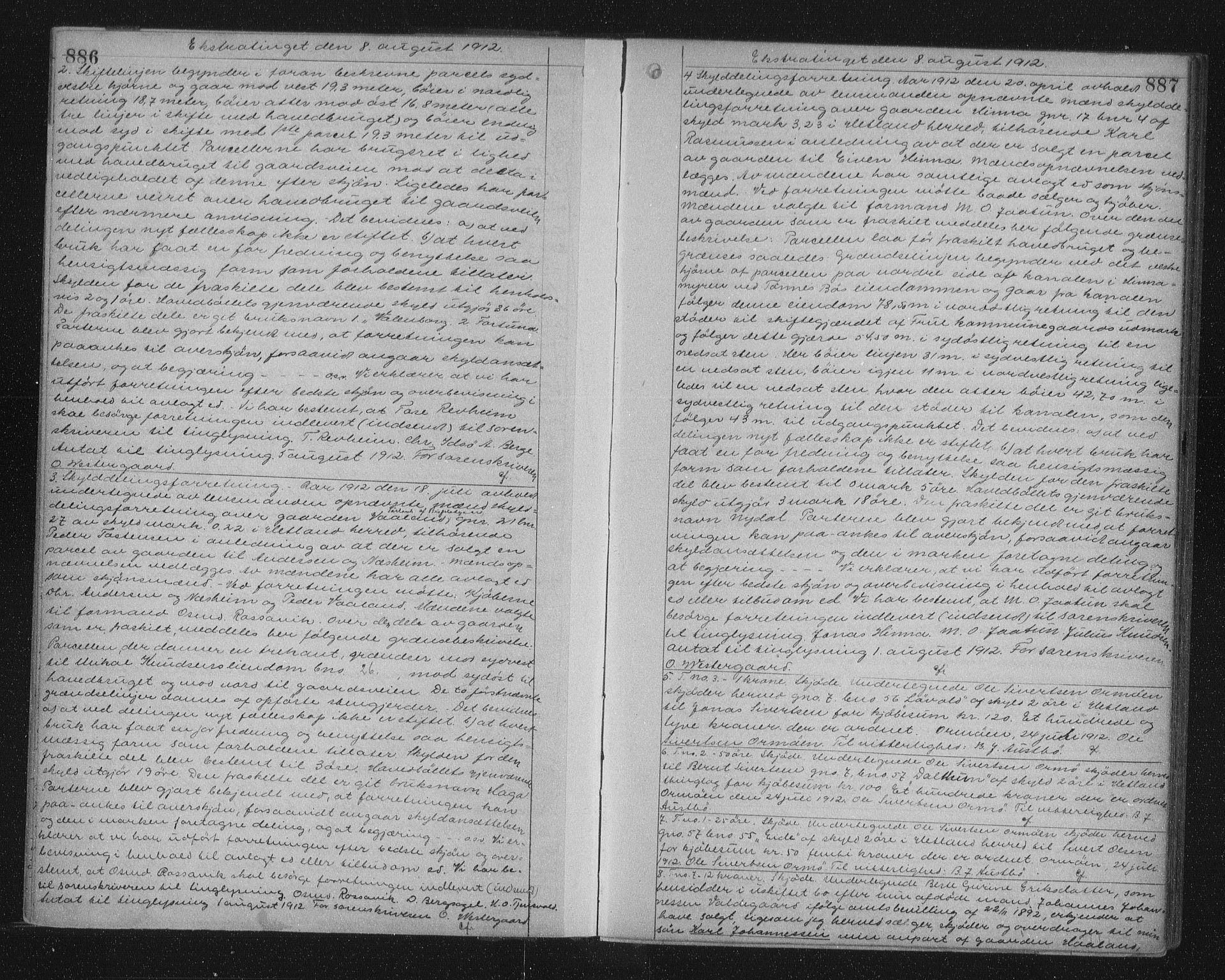 Jæren sorenskriveri, SAST/A-100310/01/4/41/41BF/L0024: Mortgage book no. 27b, 1911-1913, p. 886-887