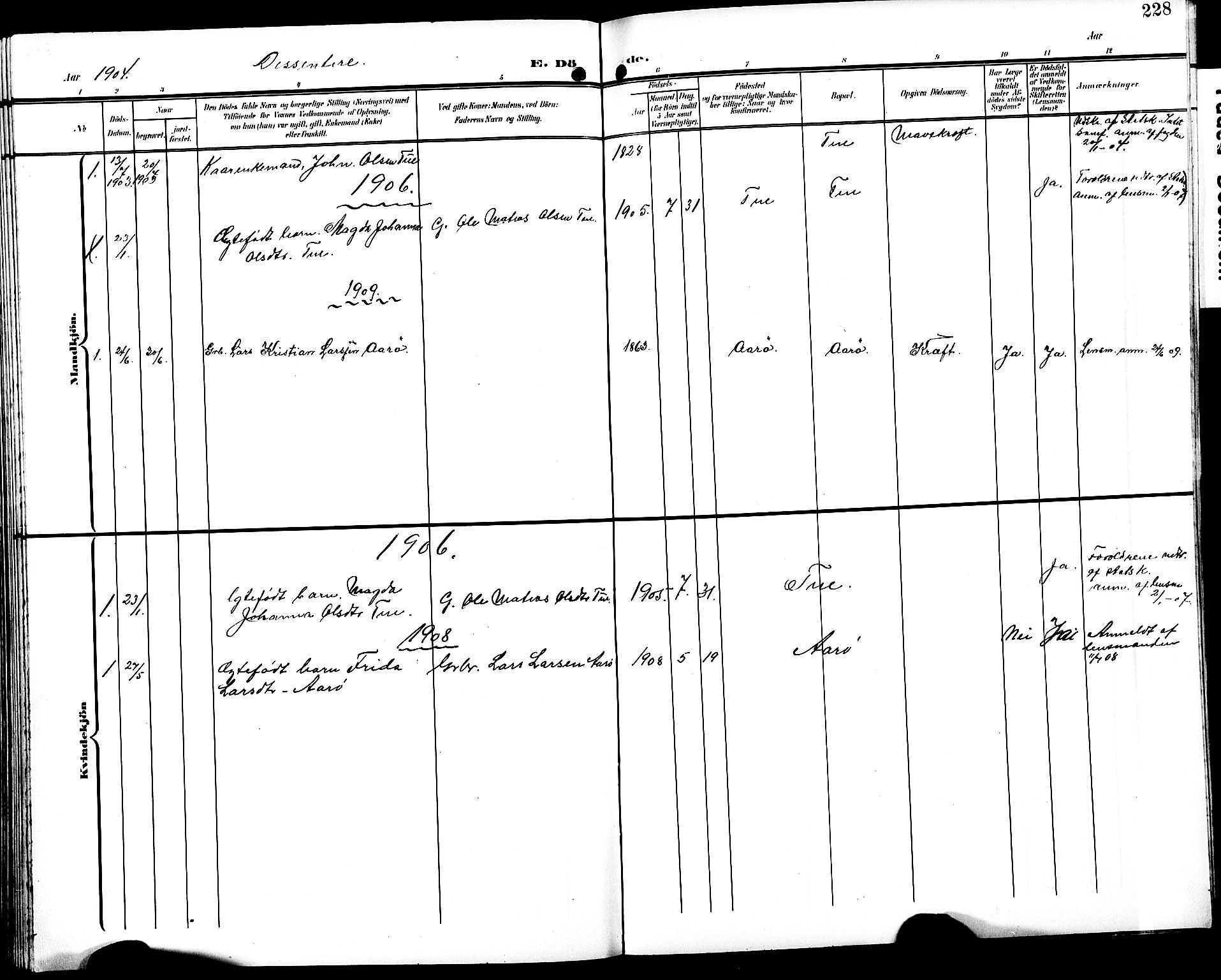 Ministerialprotokoller, klokkerbøker og fødselsregistre - Møre og Romsdal, SAT/A-1454/501/L0018: Parish register (copy) no. 501C04, 1902-1930, p. 228
