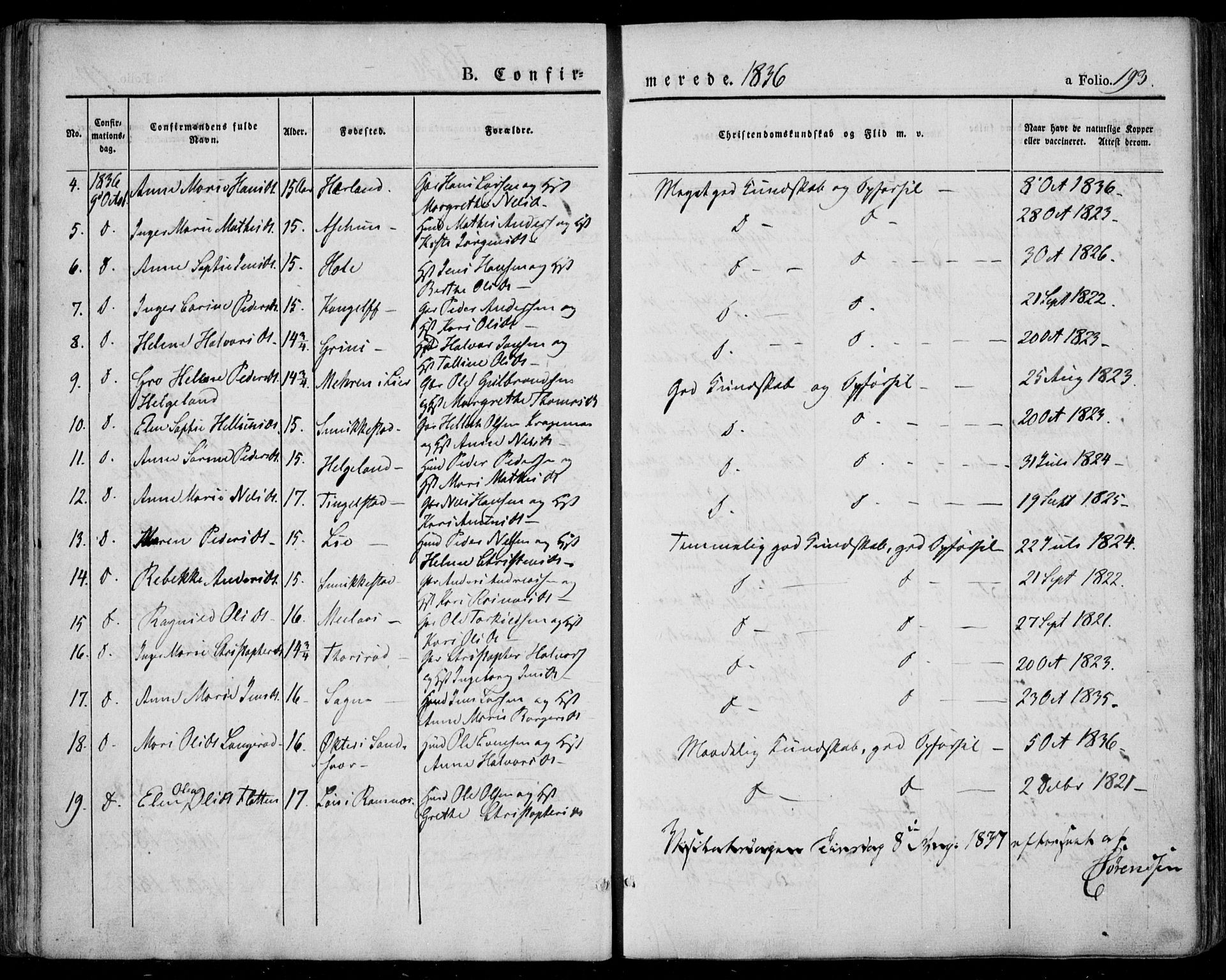 Lardal kirkebøker, SAKO/A-350/F/Fa/L0006: Parish register (official) no. I 6, 1835-1860, p. 193