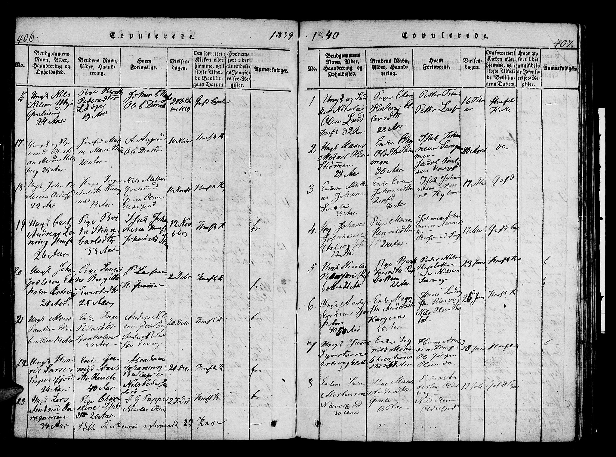 Hammerfest sokneprestkontor, SATØ/S-1347/H/Ha/L0003.kirke: Parish register (official) no. 3, 1821-1842, p. 406-407
