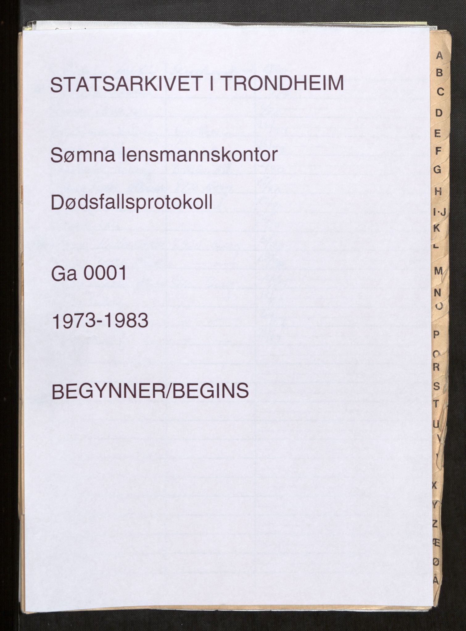 Sømna lensmannskontor, SAT/A-5710/3/G/Ga/L0001: Dødsfallprotokoll, 1973-1983