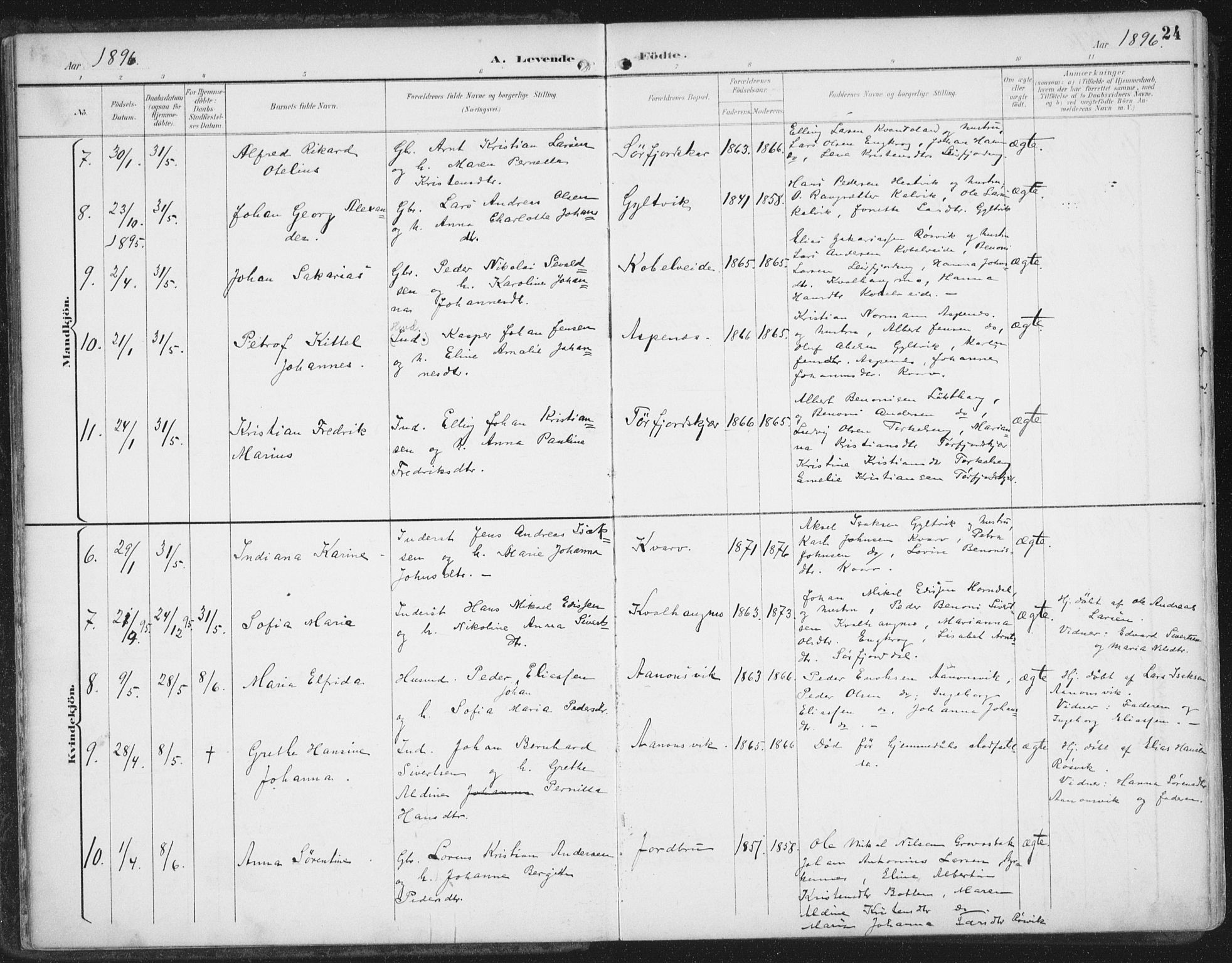 Ministerialprotokoller, klokkerbøker og fødselsregistre - Nordland, SAT/A-1459/854/L0779: Parish register (official) no. 854A02, 1892-1909, p. 24