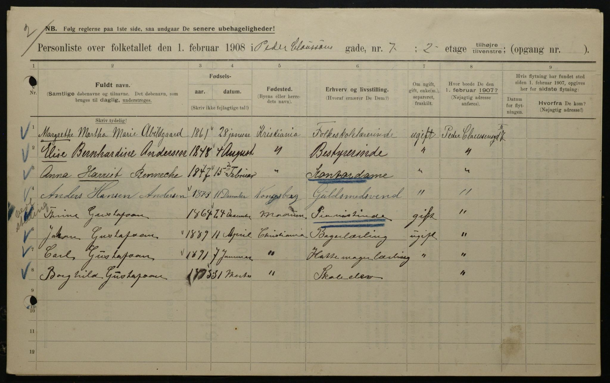 OBA, Municipal Census 1908 for Kristiania, 1908, p. 70620