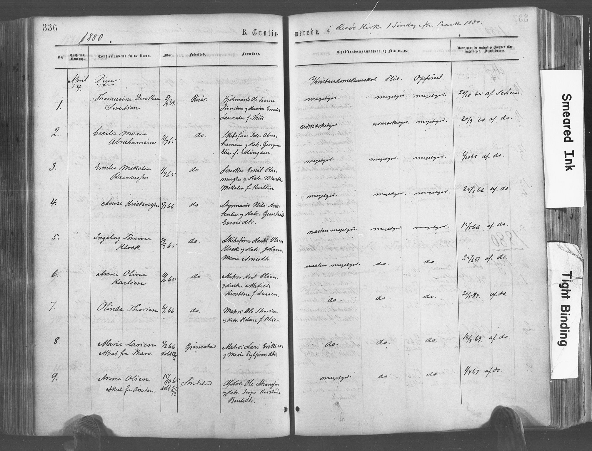 Risør sokneprestkontor, AV/SAK-1111-0035/F/Fa/L0004: Parish register (official) no. A 4, 1865-1882, p. 336