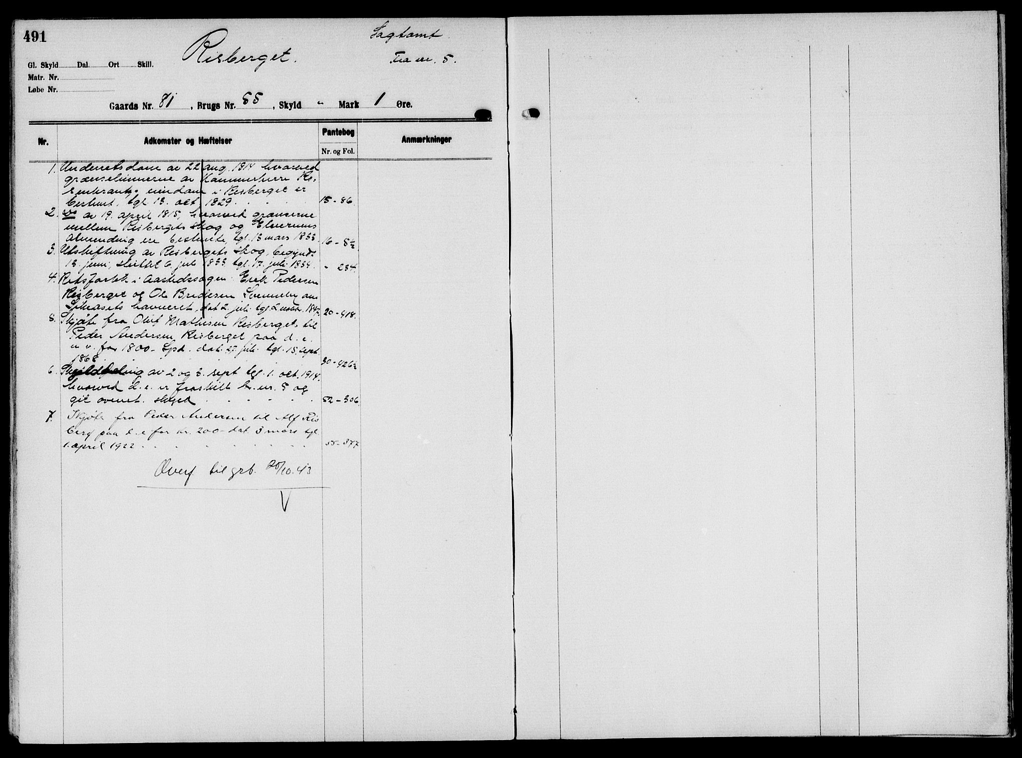 Solør tingrett, AV/SAH-TING-008/H/Ha/Hak/L0006: Mortgage register no. VI, 1900-1935, p. 491