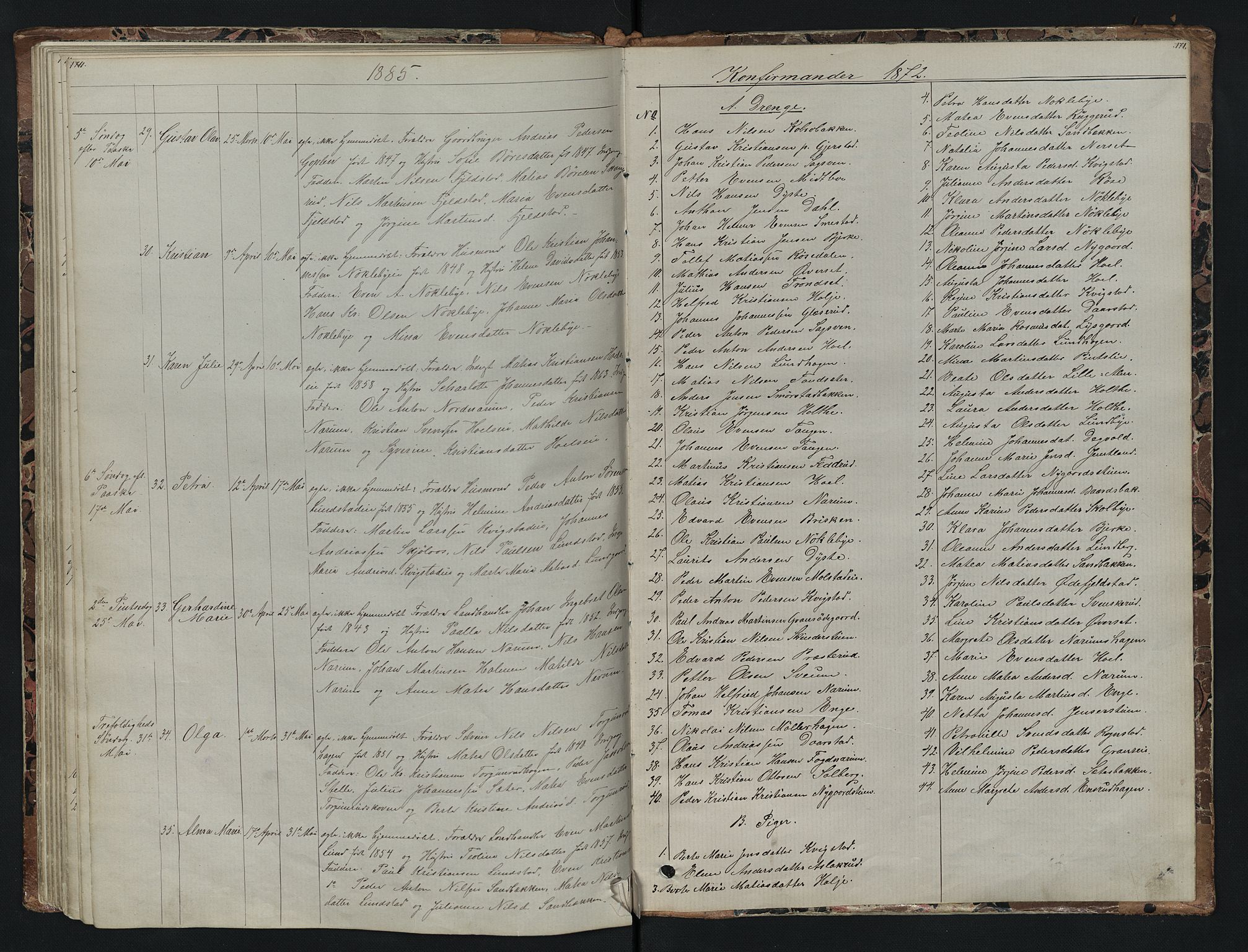 Vestre Toten prestekontor, SAH/PREST-108/H/Ha/Hab/L0007: Parish register (copy) no. 7, 1872-1900, p. 170-171