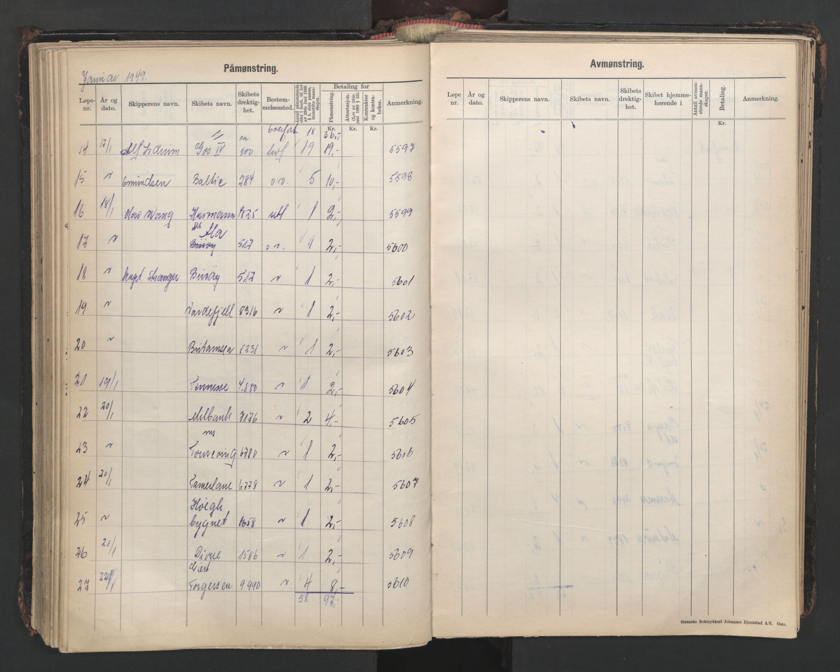 Tønsberg innrulleringskontor, AV/SAKO-A-786/H/Ha/L0009: Mønstringsjournal, 1939-1955, p. 164