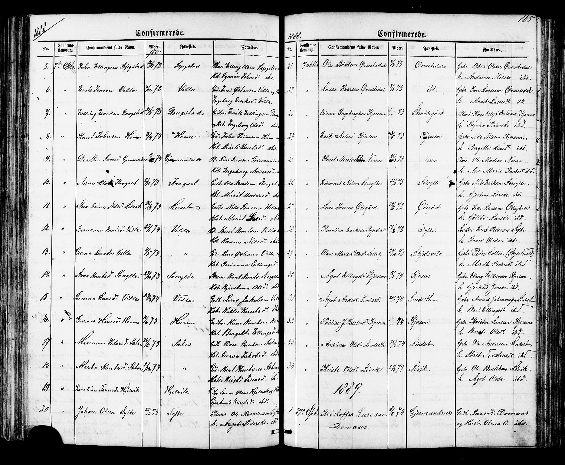 Ministerialprotokoller, klokkerbøker og fødselsregistre - Møre og Romsdal, SAT/A-1454/541/L0547: Parish register (copy) no. 541C02, 1867-1921, p. 165