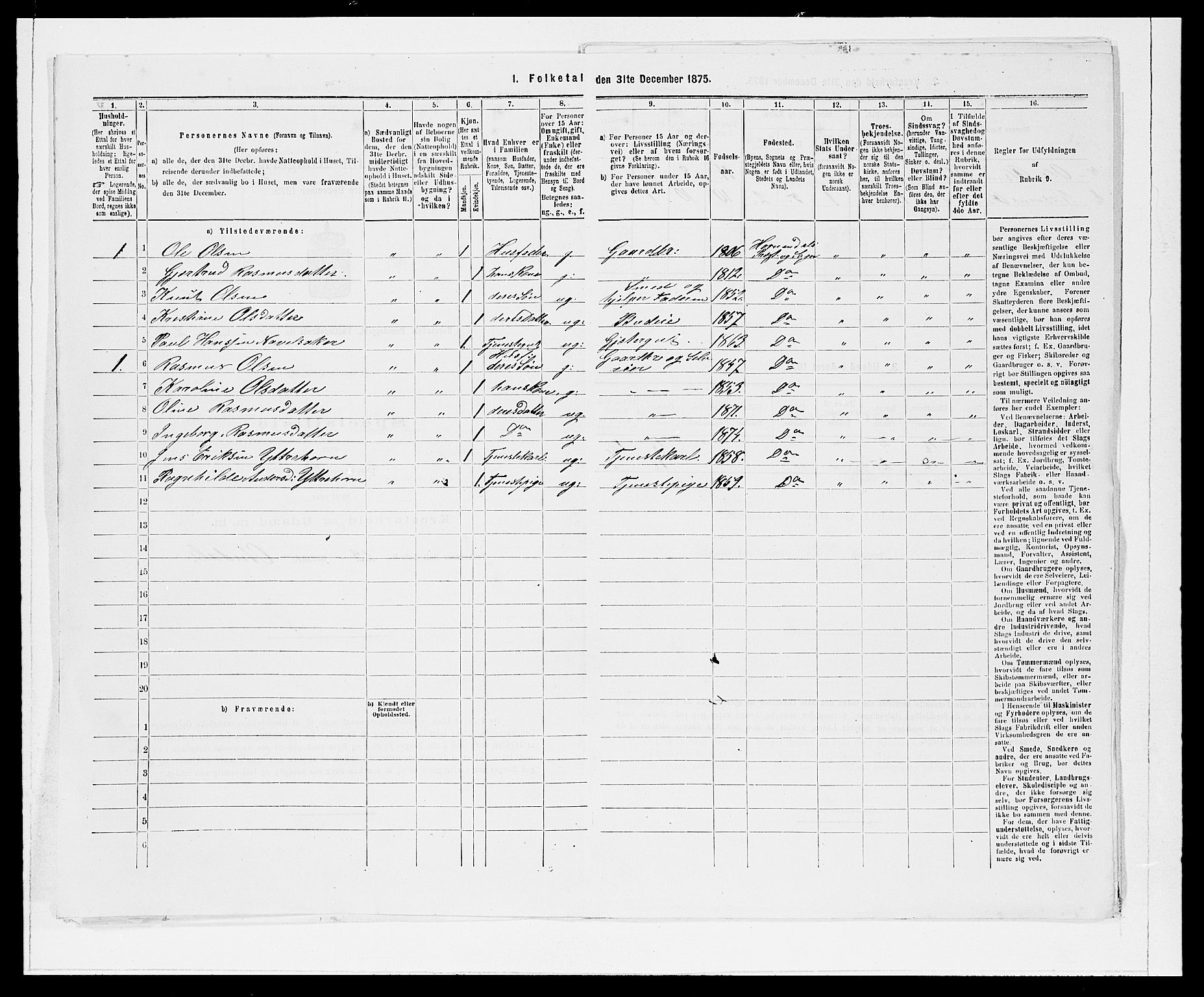 SAB, 1875 Census for 1444P Hornindal, 1875, p. 18