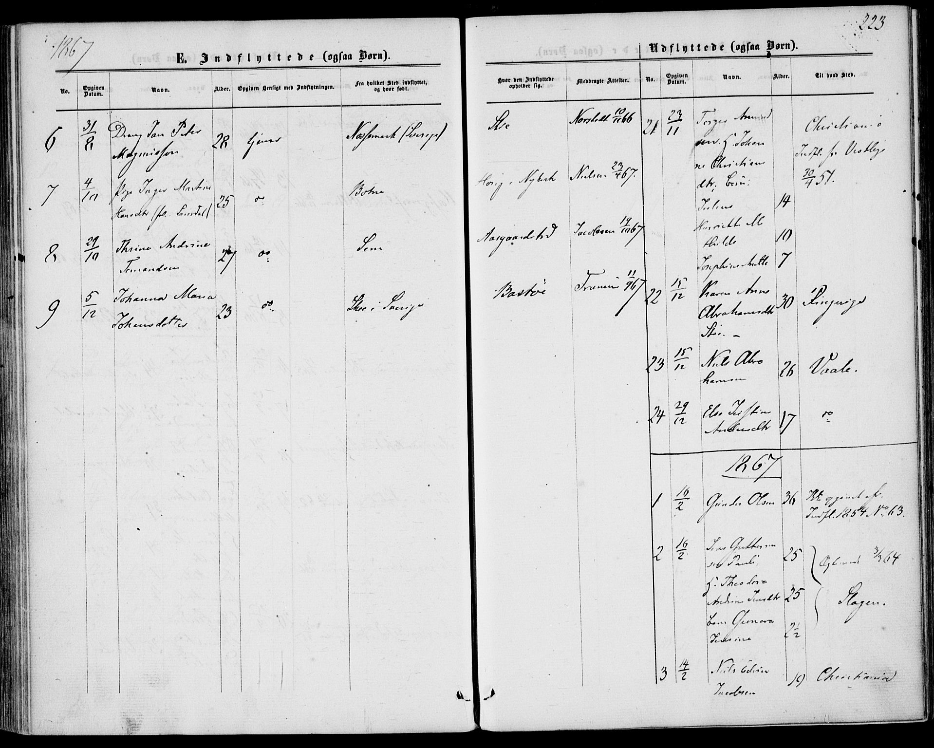 Borre kirkebøker, SAKO/A-338/F/Fa/L0007: Parish register (official) no. I 7, 1862-1867, p. 223
