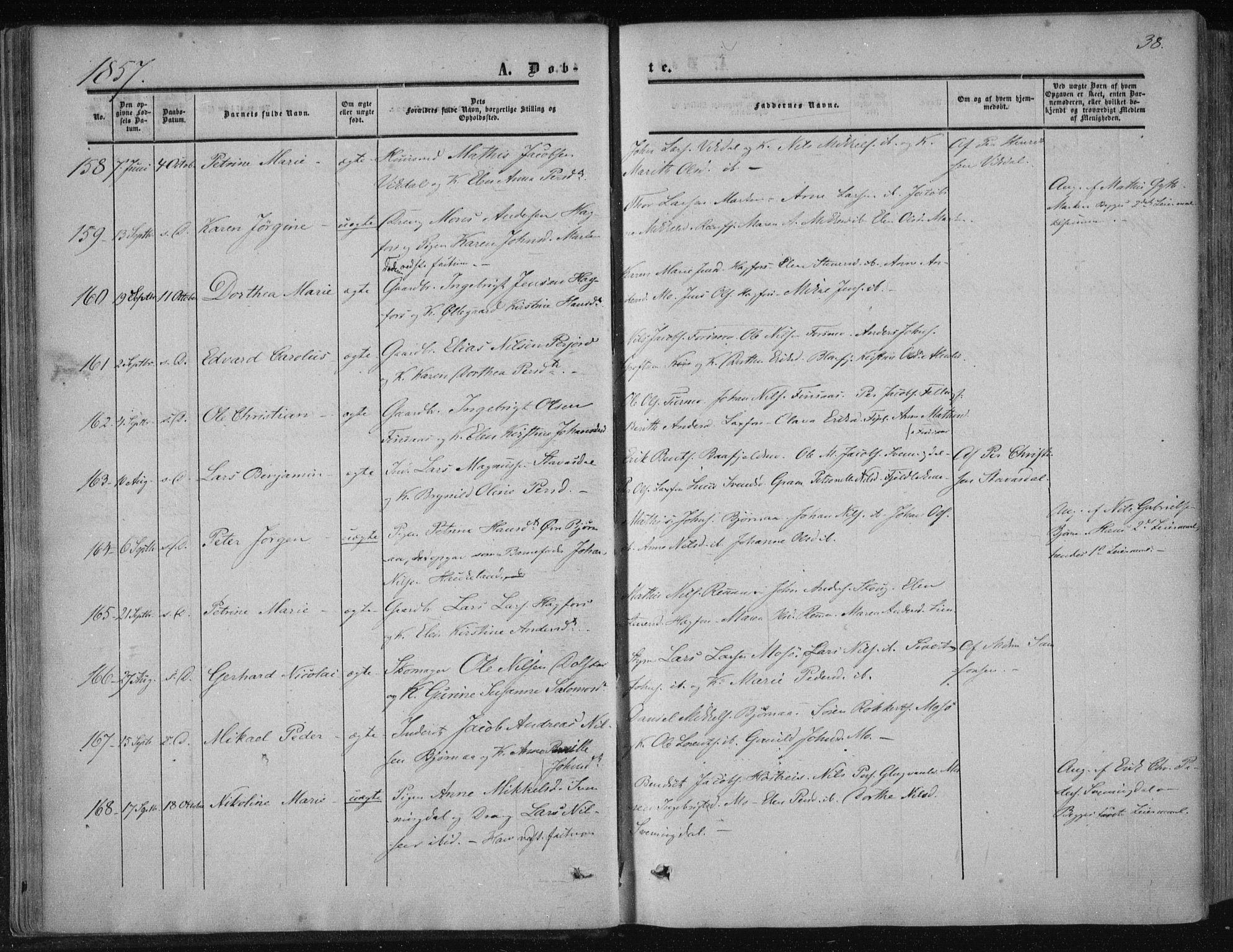 Ministerialprotokoller, klokkerbøker og fødselsregistre - Nordland, SAT/A-1459/820/L0293: Parish register (official) no. 820A14, 1855-1865, p. 38
