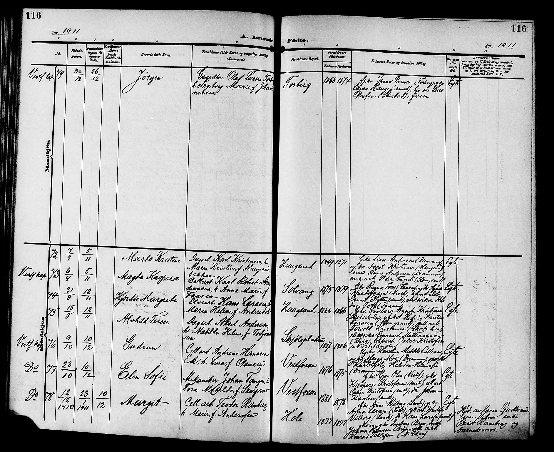 Eiker kirkebøker, AV/SAKO-A-4/G/Ga/L0008: Parish register (copy) no. I 8, 1903-1914, p. 116