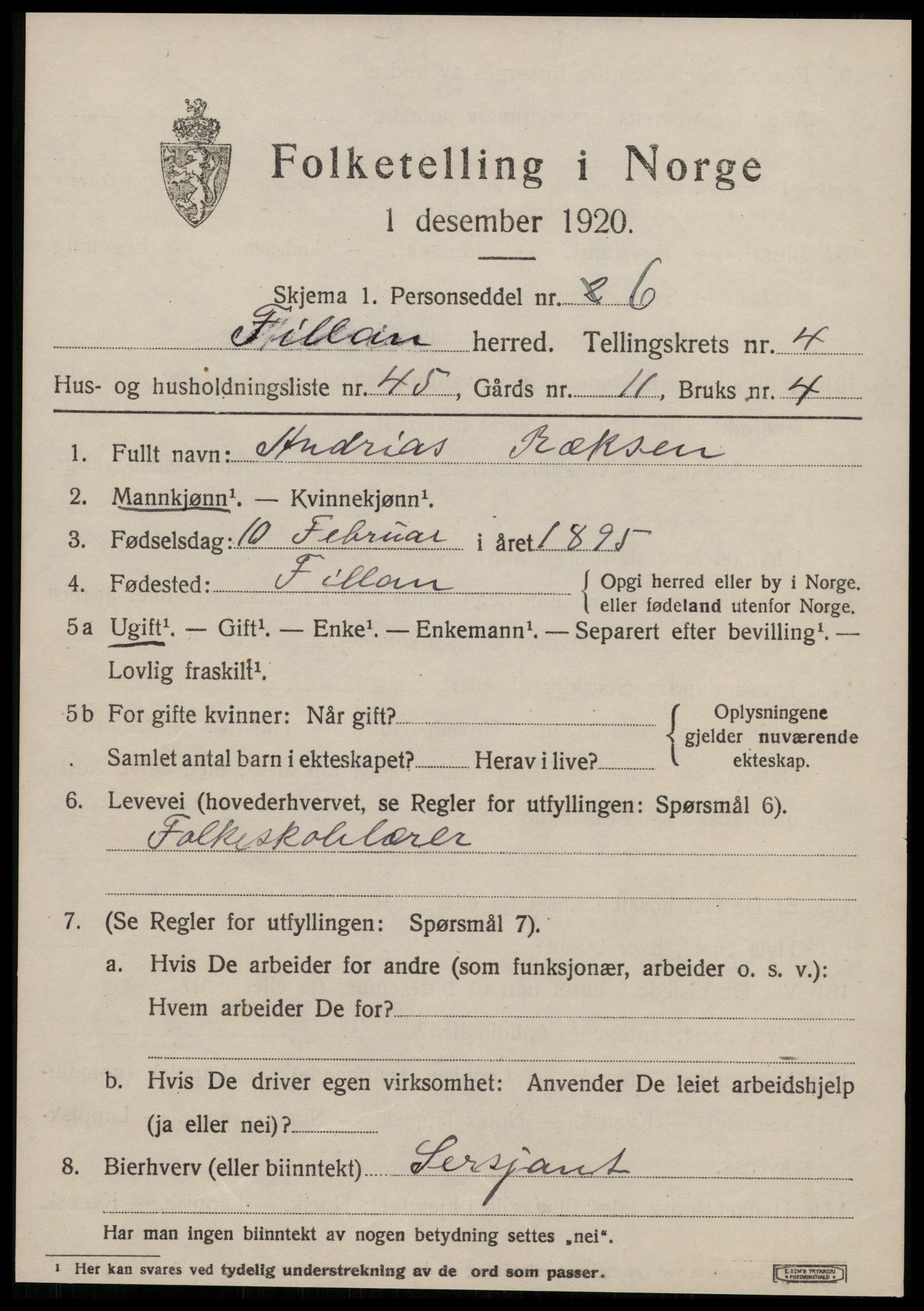 SAT, 1920 census for Fillan, 1920, p. 2334