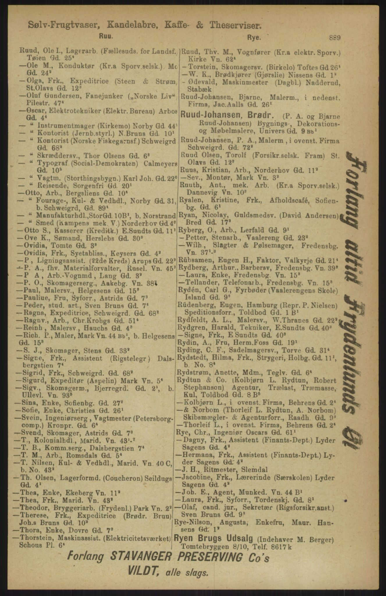 Kristiania/Oslo adressebok, PUBL/-, 1911, p. 889