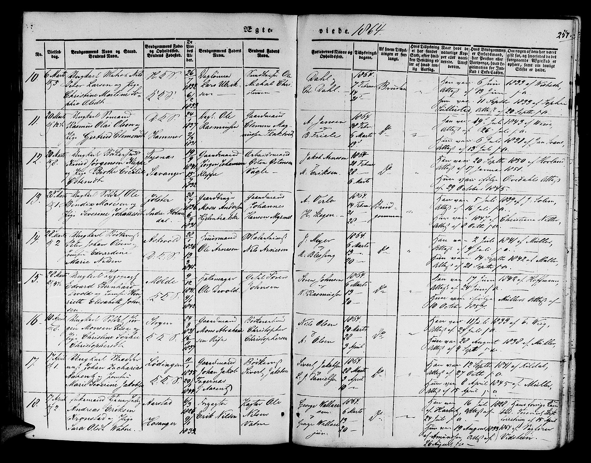 Korskirken sokneprestembete, SAB/A-76101/H/Hab: Parish register (copy) no. D 1, 1840-1867, p. 257