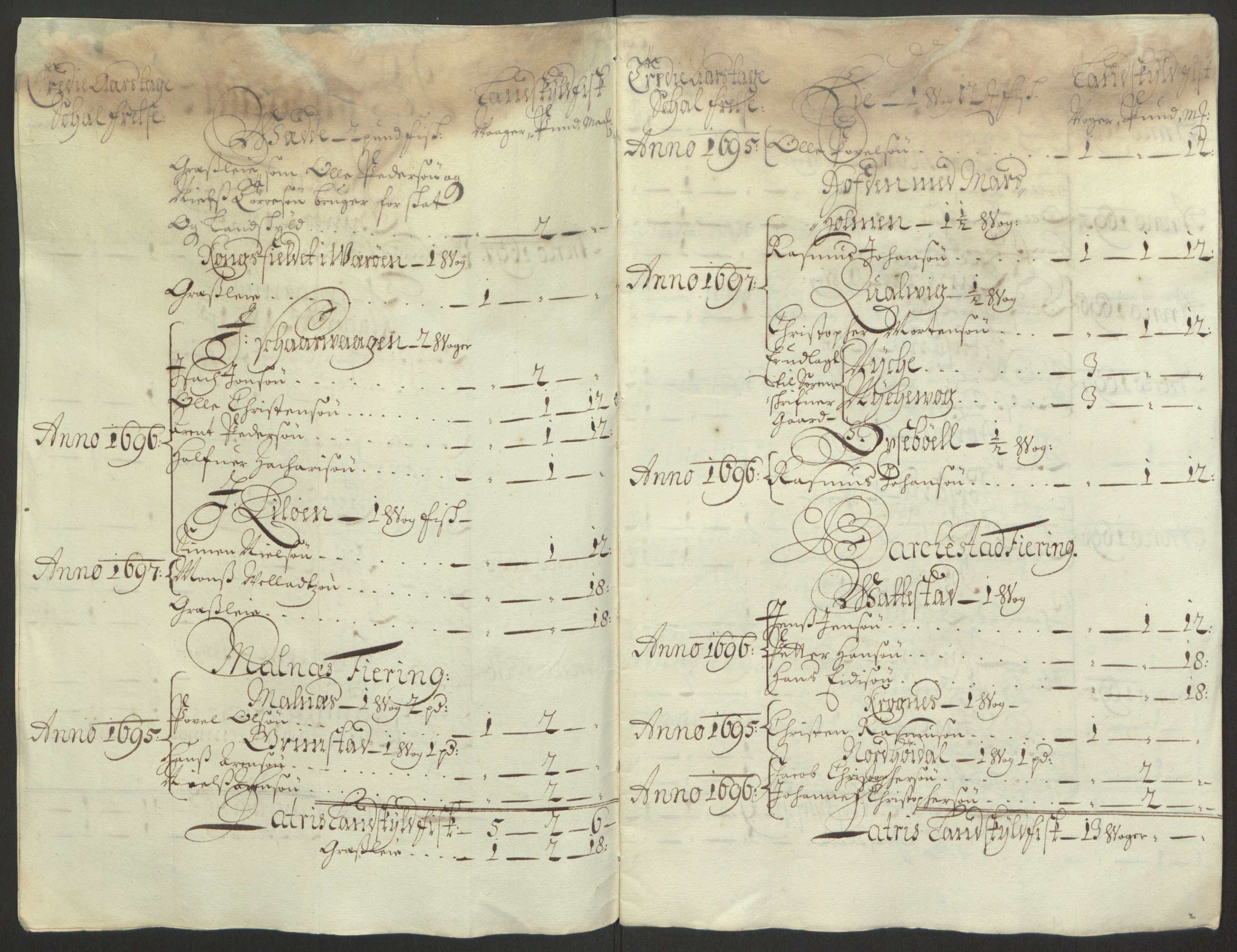 Rentekammeret inntil 1814, Reviderte regnskaper, Fogderegnskap, AV/RA-EA-4092/R67/L4677: Fogderegnskap Vesterålen, Andenes og Lofoten, 1694-1695, p. 266